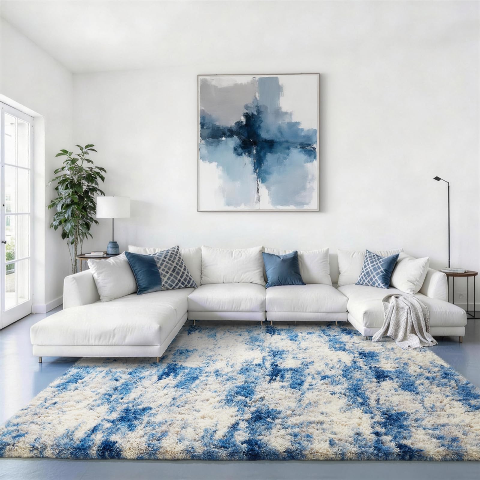 Ophanie Beige Rugs for Living Room Bedroom, 5x8 Fluffy Fuzzy Furry Carpet, Plush Soft Shaggy Bedside Indoor Floor Area Rug for Kids Girls Boys Baby Teen Dorm Nursery Home Decor Aesthetic