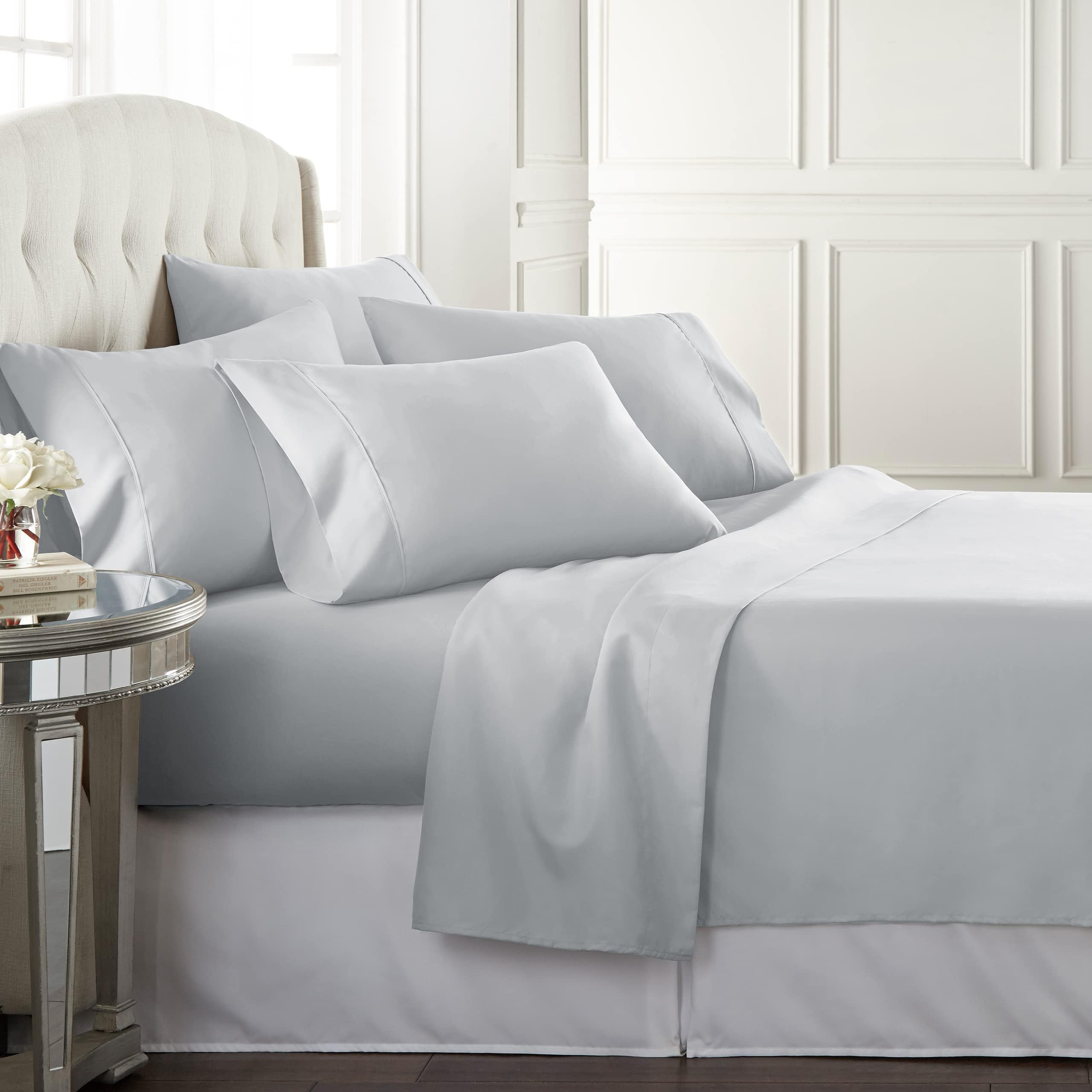 Danjor Linens Bed Sheet Set Queen Size for Hot Sleepers, Hotel Premium Sheets with 4 Pillowcases, Lightweight Brushed Microfiber Deep Pockets, Breathable Cooling 6 Piece Bedding Sets, White