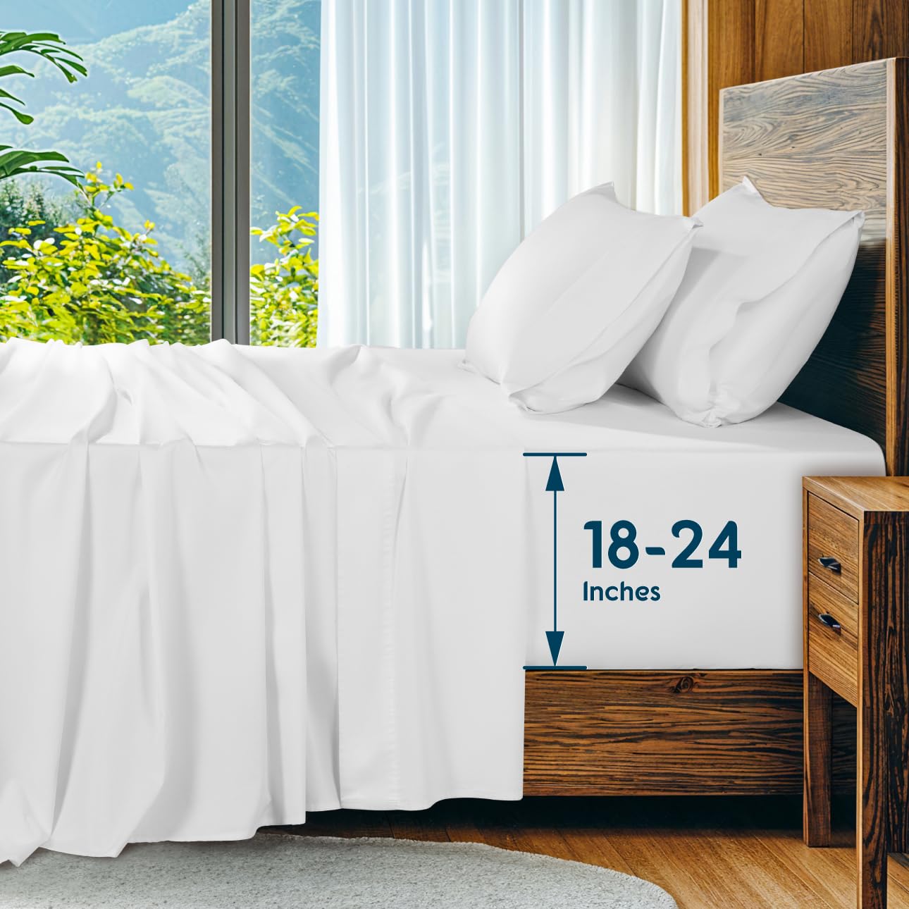 SONORO KATE 100% Egyptian Cotton Sheets Set, Extra Deep Pocket up to 18"-24",1000 High Thread Count, Soft & Breathable 5-Star Hotel Sateen Bed Sheets - 4 PC (Linen,Queen)