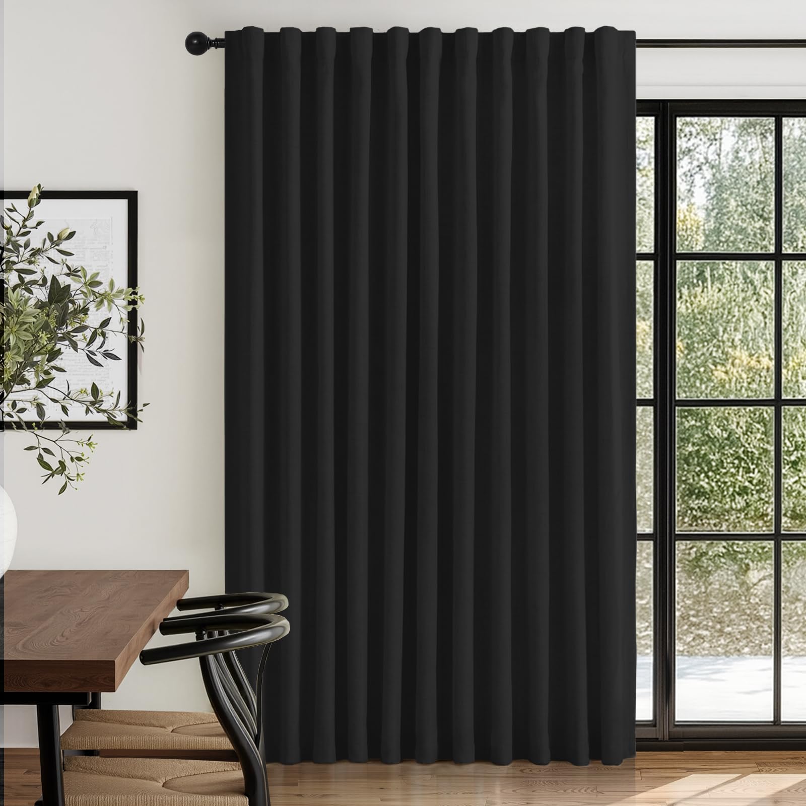 Oatmeal 2-Panel Linen Blackout Curtains, 50"W x 96"L, Thermal Insulated, Back Tab & Rod Pocket for Bedroom & Living Room