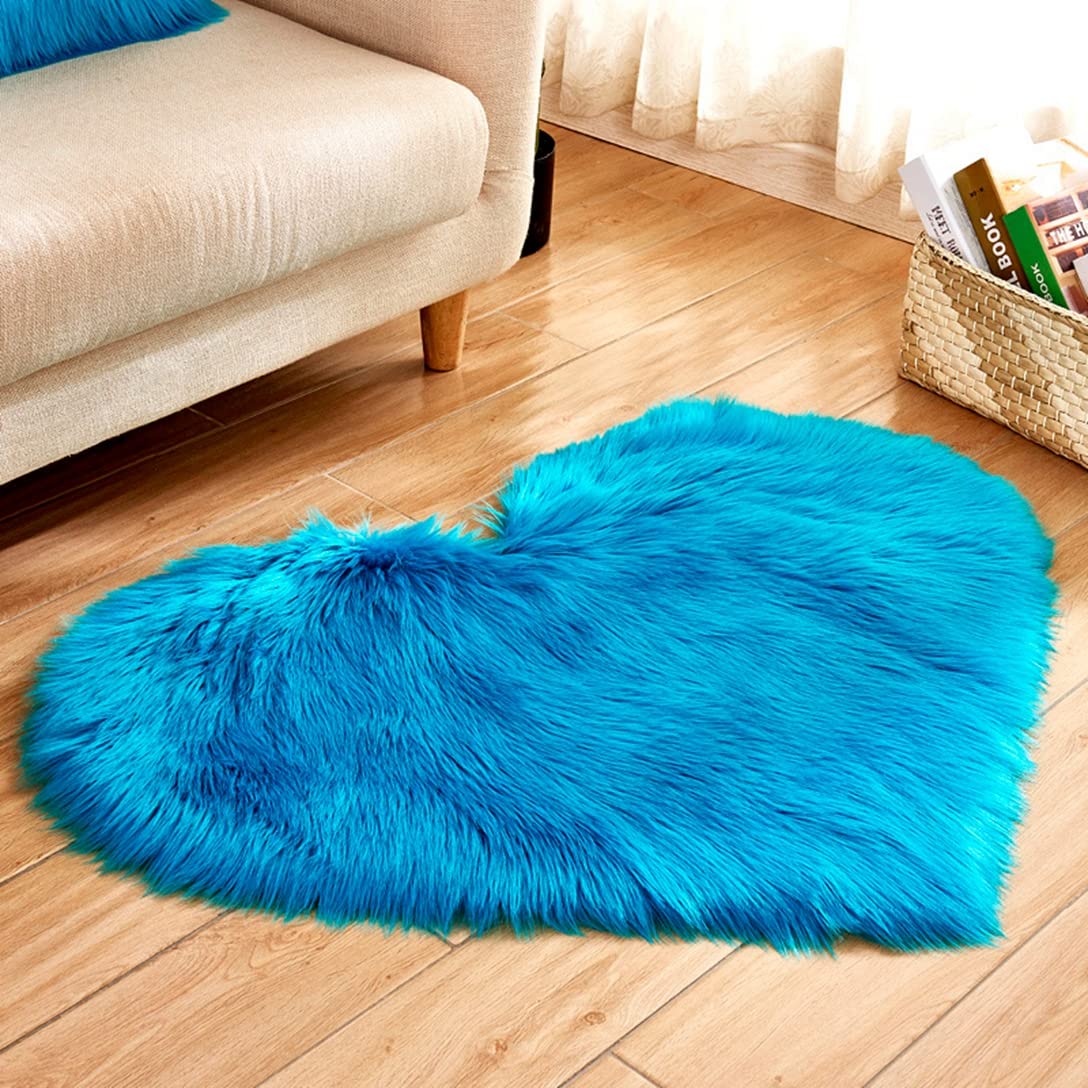 Shaggy Carpet for Home Decor Artificial Sheepskin Hairy Mat Faux Fluffy Floor Mats Love Heart Shape Area Rugs