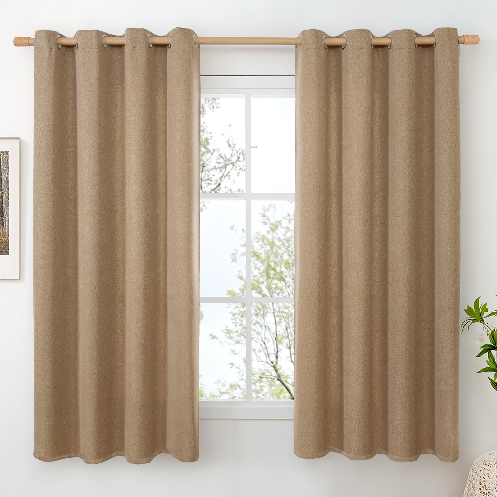 BGment Linen Curtains 95 Inch Long for Living Room 2 Panels, Thick Textured Privacy Floor Length Window Drapes Non See Through for Bedroom Farmhouse Light Filtering Grommet Top, Each 52 Inch Wide