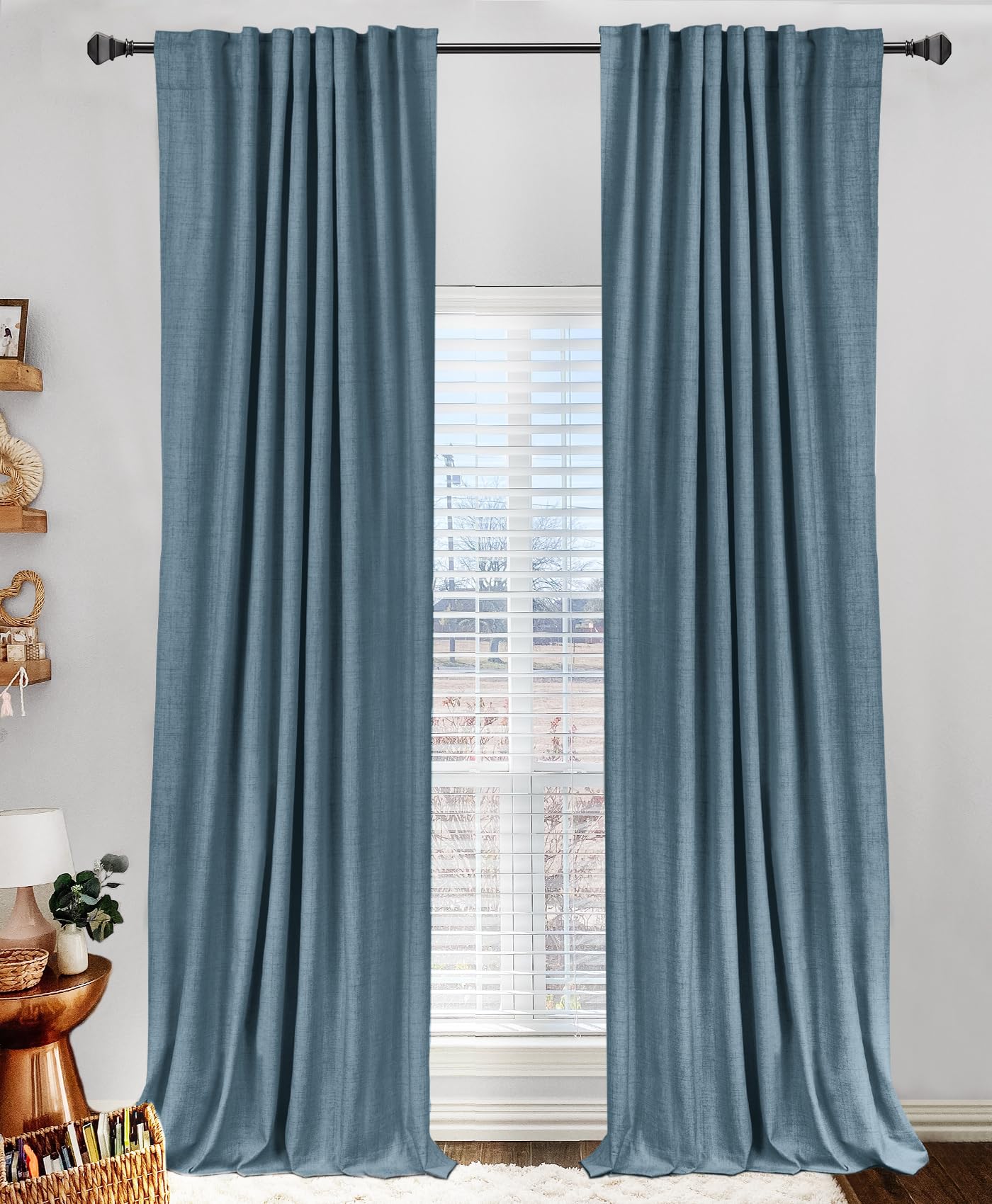 Oatmeal 2-Panel Linen Blackout Curtains, 50"W x 96"L, Thermal Insulated, Back Tab & Rod Pocket for Bedroom & Living Room