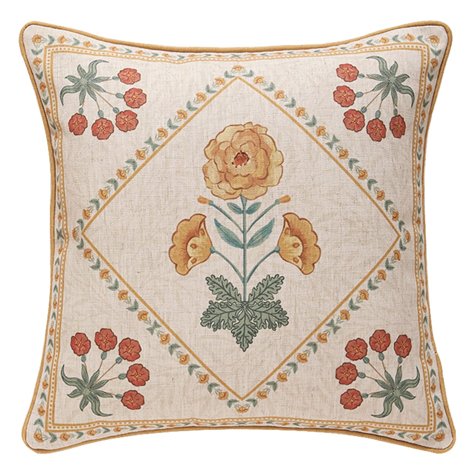 patdrea Designer Throw Pillow Covers for Couch 18"x18",Vintage Linen Pillows Cover with Cheetah Pattern and Luxury Pendant,Farmhouse Decorative Pillowcases for Bed Living Room Outdoor Set of 2