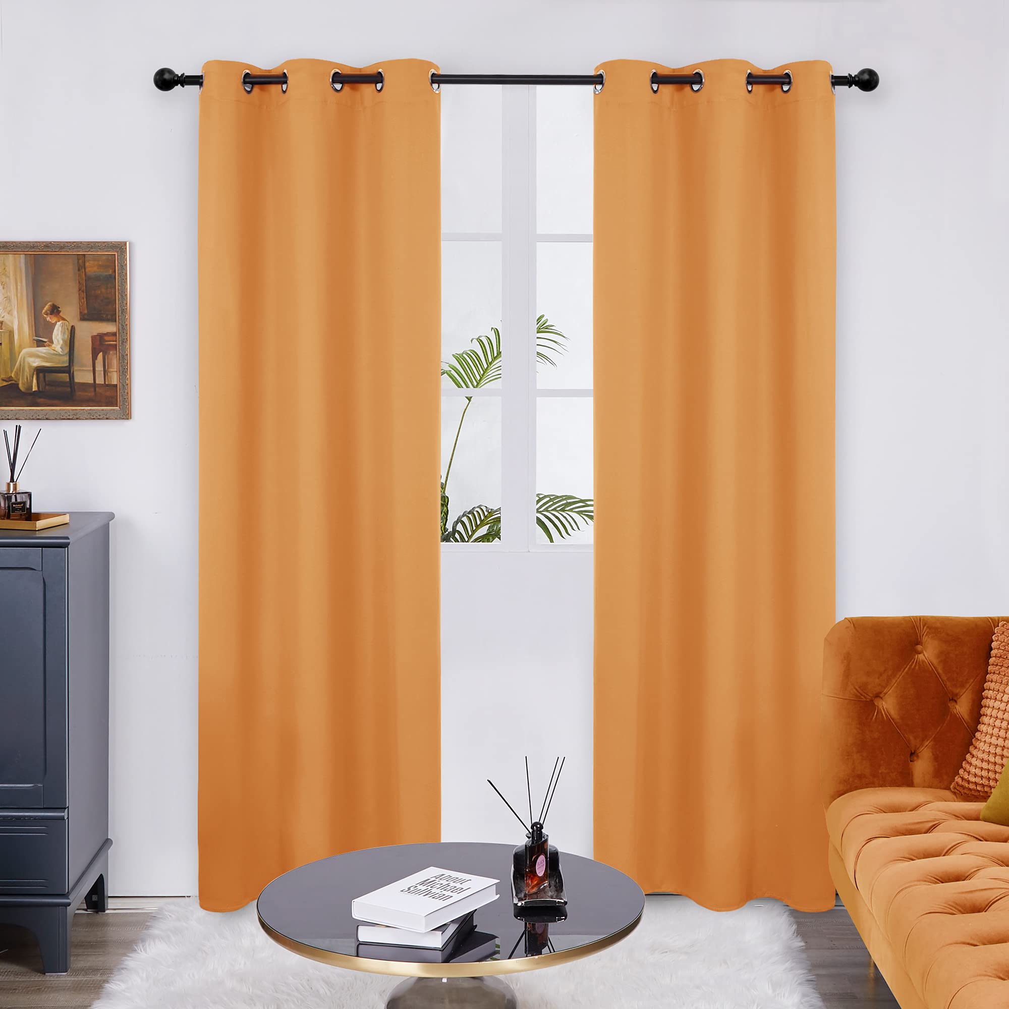 Deconovo Blackout Wide Curtain Panel, Grommet Top Thermal Insulated Room Darkening Drape for Bedroom Living Room, Khaki Divider, 100W x 84L Inch, Pack of 1