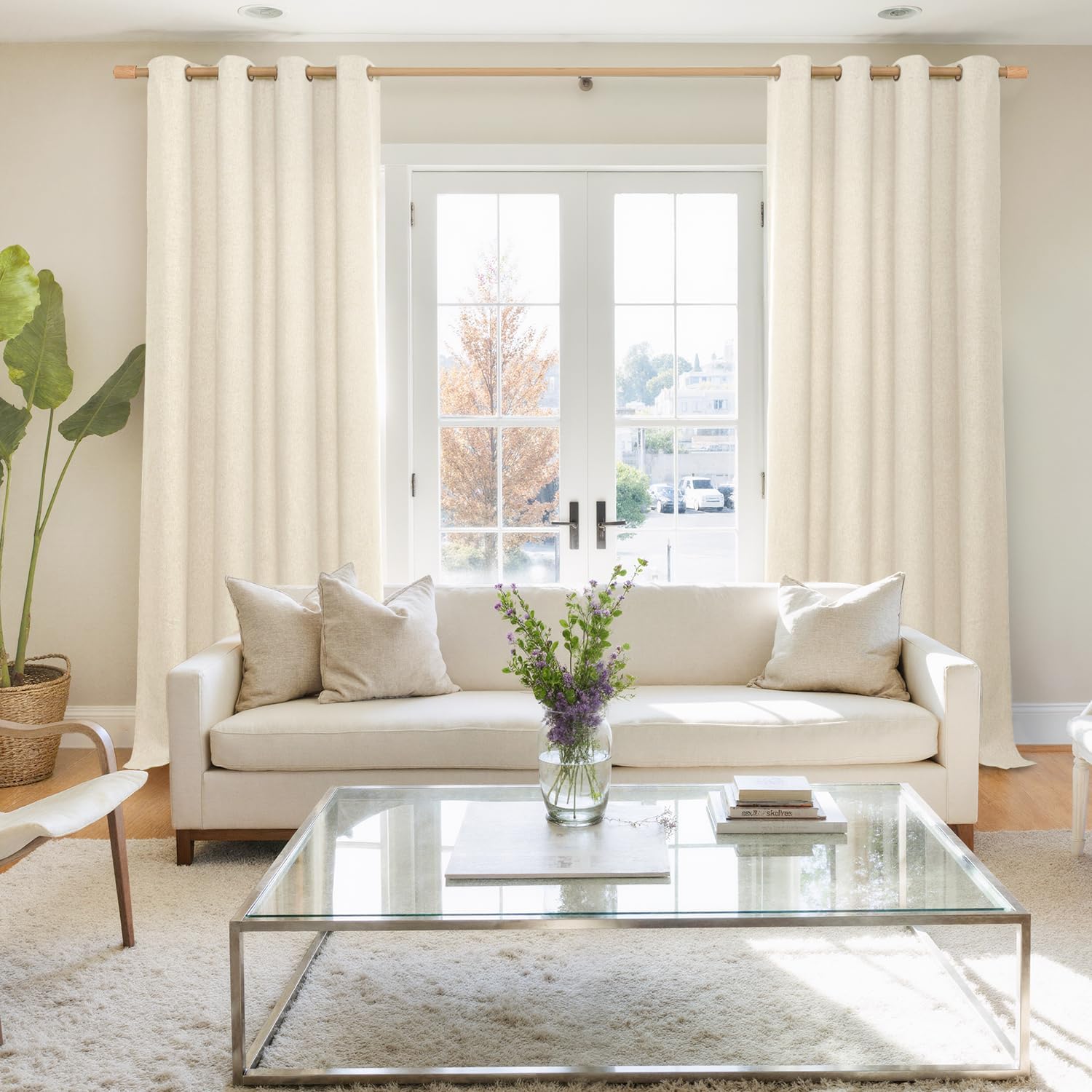 BGment Linen Curtains 95 Inch Long for Living Room 2 Panels, Thick Textured Privacy Floor Length Window Drapes Non See Through for Bedroom Farmhouse Light Filtering Grommet Top, Each 52 Inch Wide