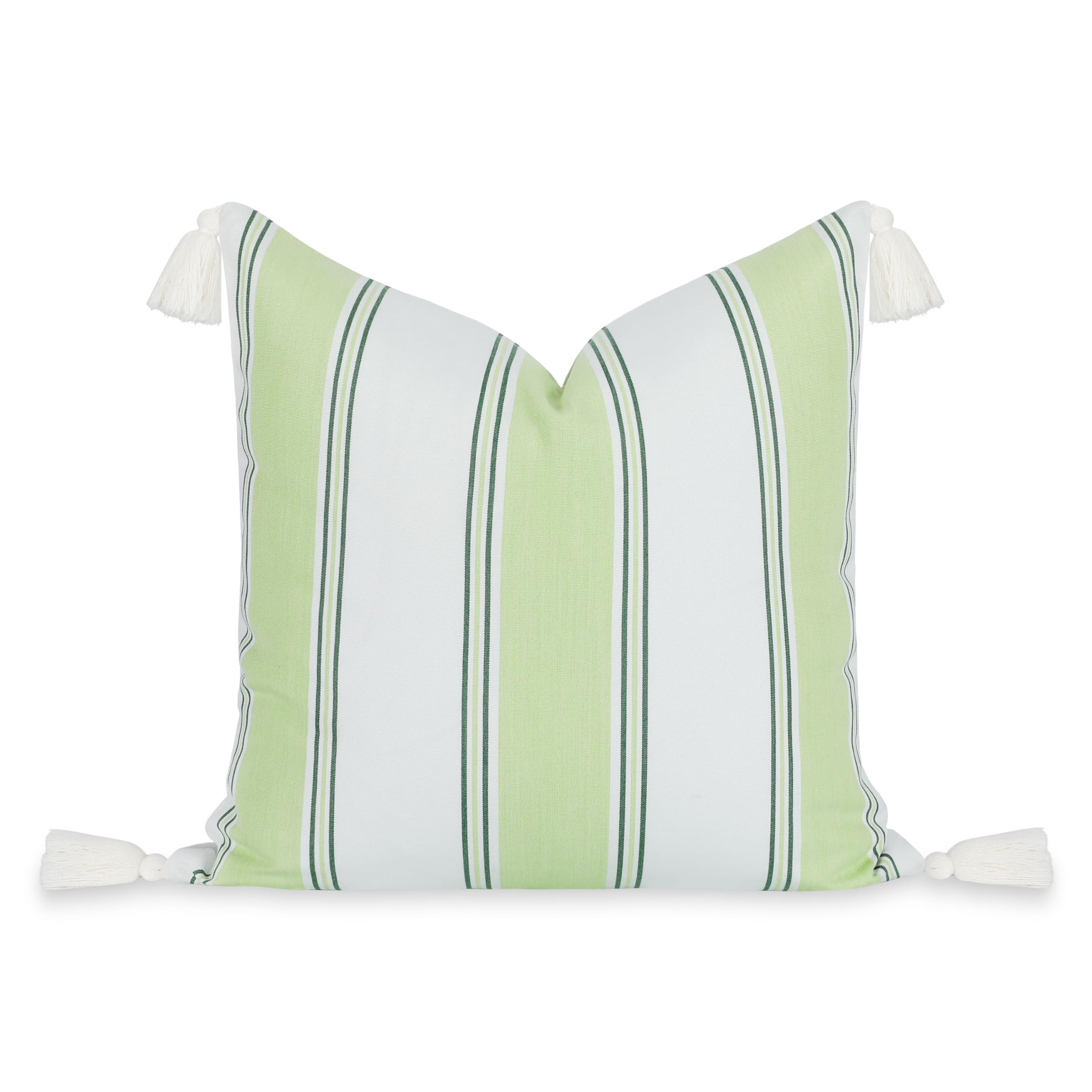 Hofdeco Premium Coastal Hampton Outdoor Performance Throw Pillow Cover Only, 20"x20" Water Repellent, UV and Fade Resistant for Backyard, Couch, Poolside, Indigo Azure Blue Woven Harbor Stripes