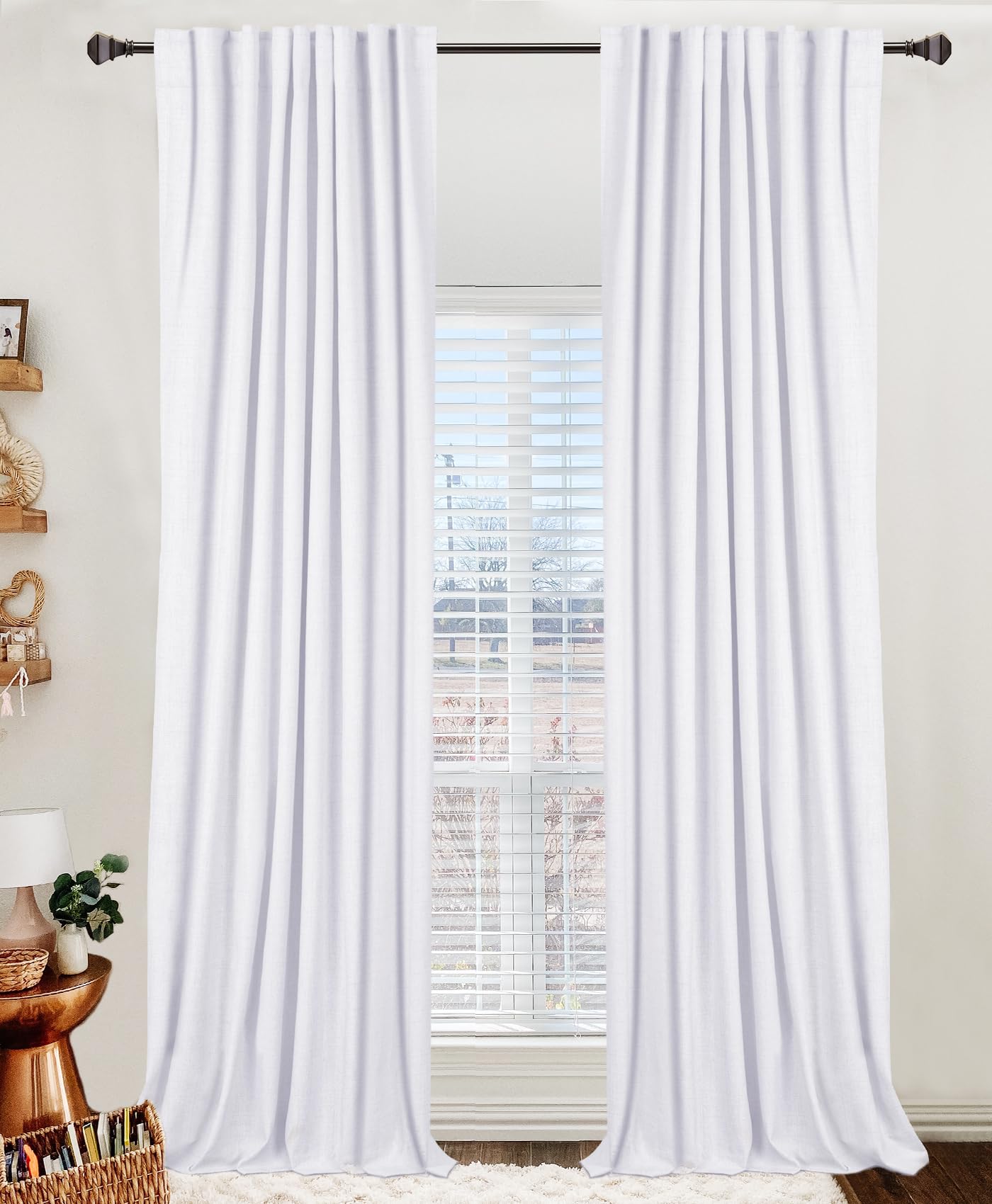 Oatmeal 2-Panel Linen Blackout Curtains, 50"W x 96"L, Thermal Insulated, Back Tab & Rod Pocket for Bedroom & Living Room