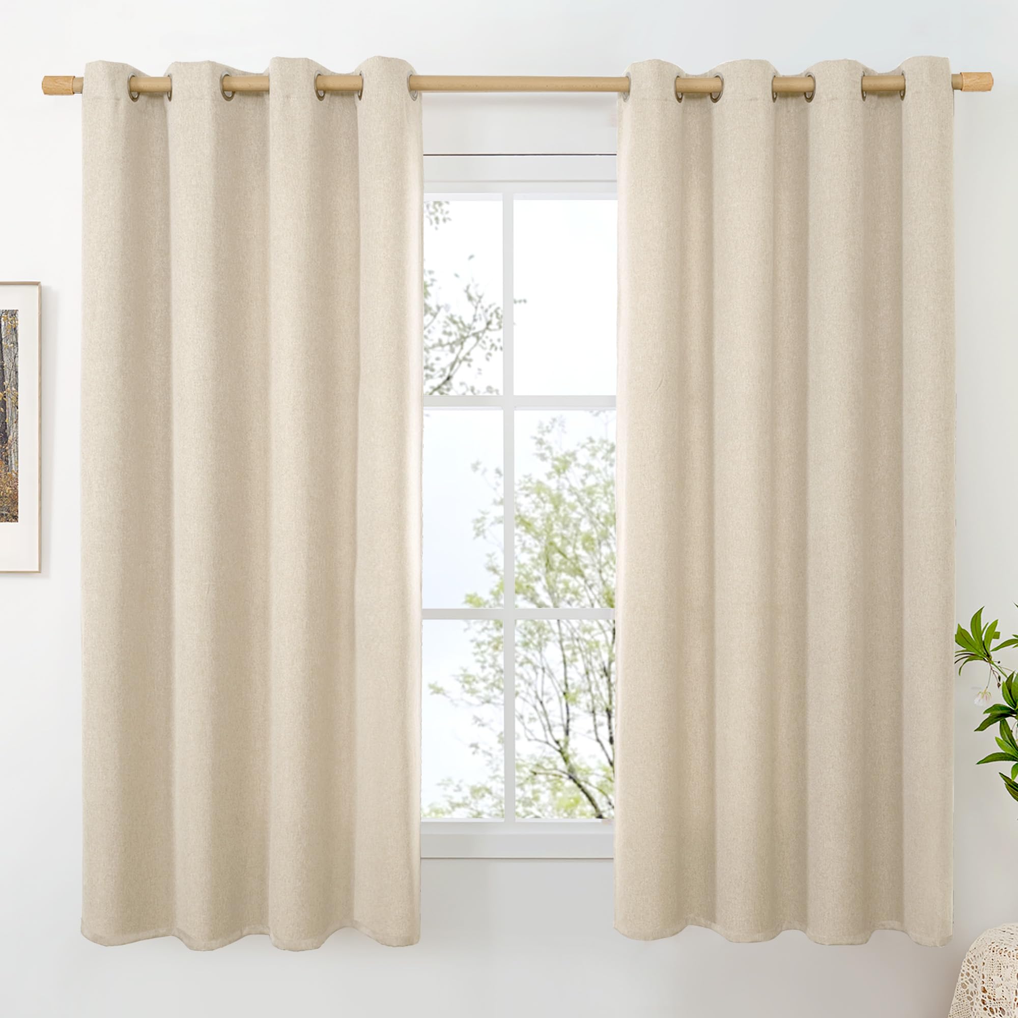 BGment Linen Curtains 95 Inch Long for Living Room 2 Panels, Thick Textured Privacy Floor Length Window Drapes Non See Through for Bedroom Farmhouse Light Filtering Grommet Top, Each 52 Inch Wide