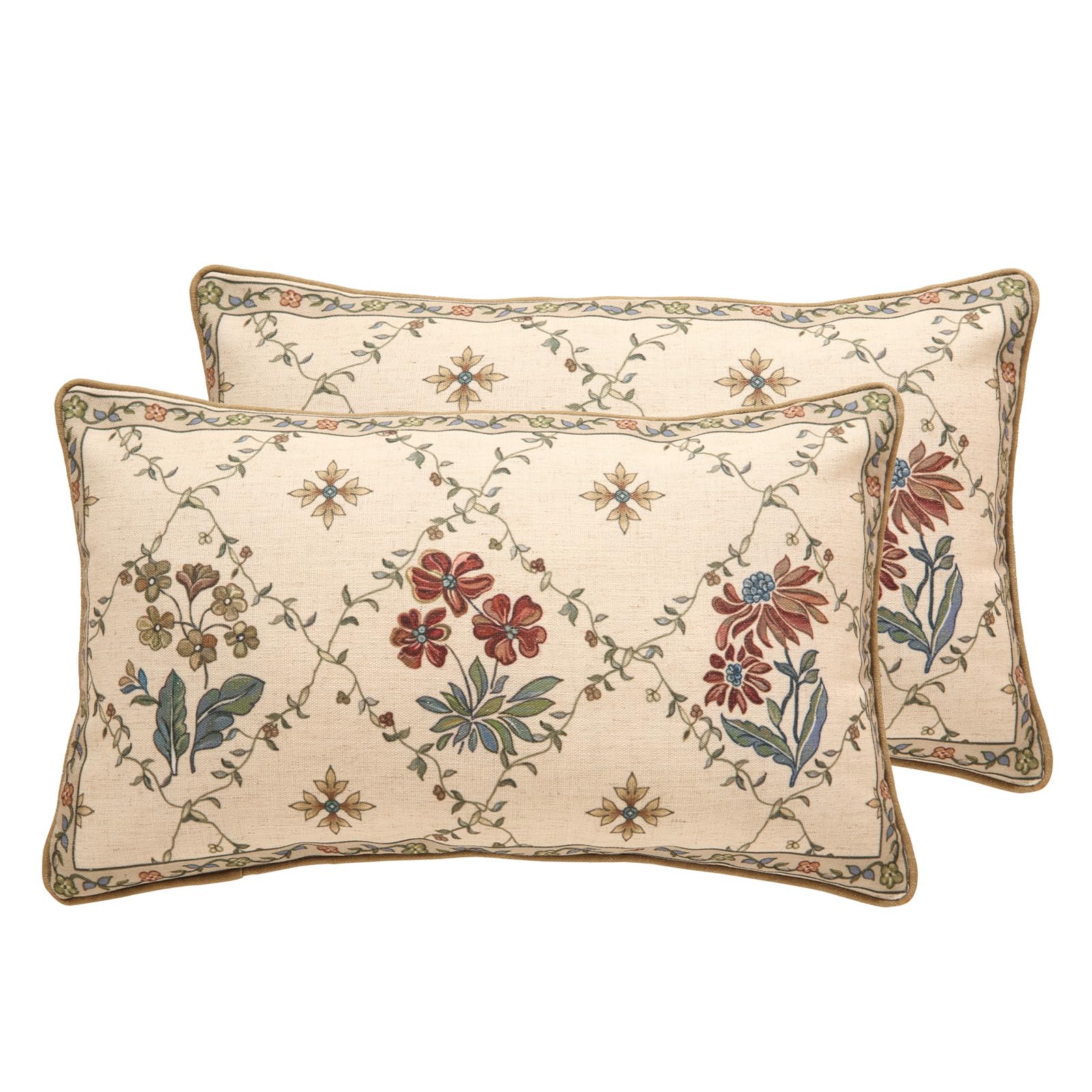 patdrea Designer Throw Pillow Covers for Couch 18"x18",Vintage Linen Pillows Cover with Cheetah Pattern and Luxury Pendant,Farmhouse Decorative Pillowcases for Bed Living Room Outdoor Set of 2