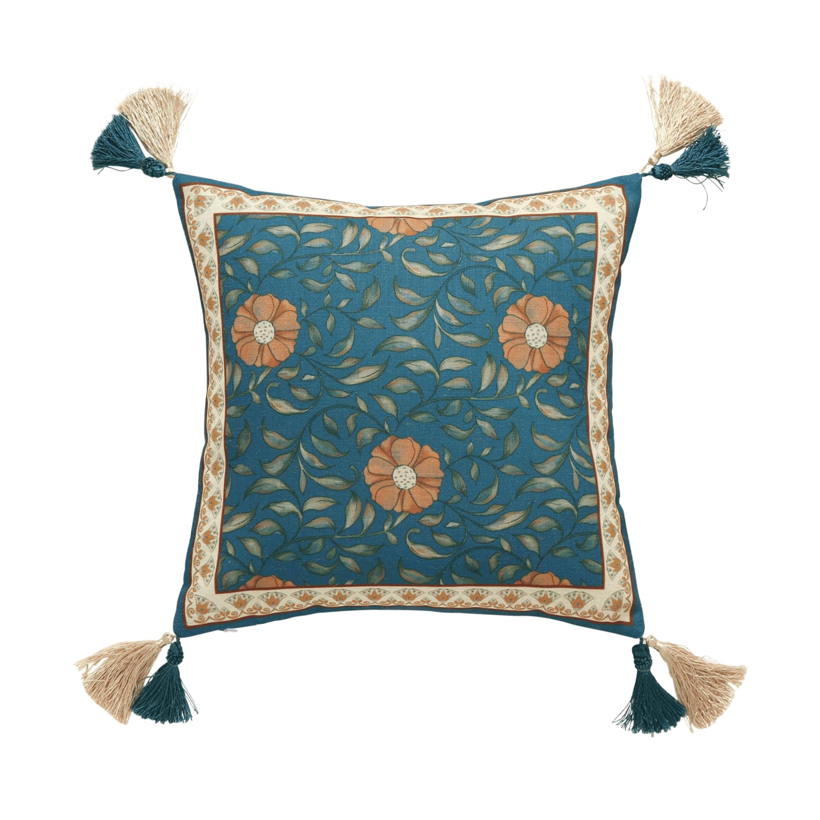 patdrea Designer Throw Pillow Covers for Couch 18"x18",Vintage Linen Pillows Cover with Cheetah Pattern and Luxury Pendant,Farmhouse Decorative Pillowcases for Bed Living Room Outdoor Set of 2