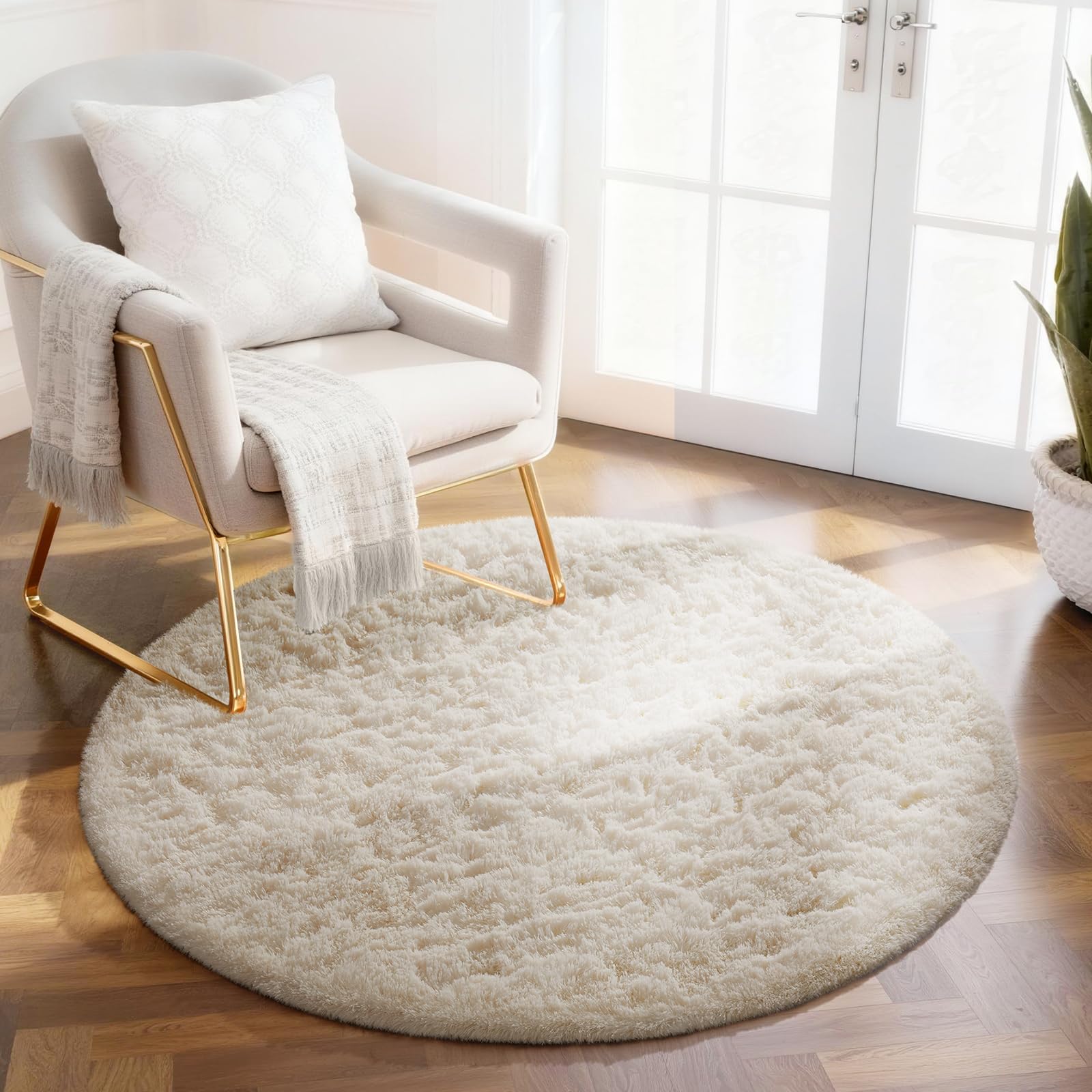 Ophanie Beige Rugs for Living Room Bedroom, 5x8 Fluffy Fuzzy Furry Carpet, Plush Soft Shaggy Bedside Indoor Floor Area Rug for Kids Girls Boys Baby Teen Dorm Nursery Home Decor Aesthetic