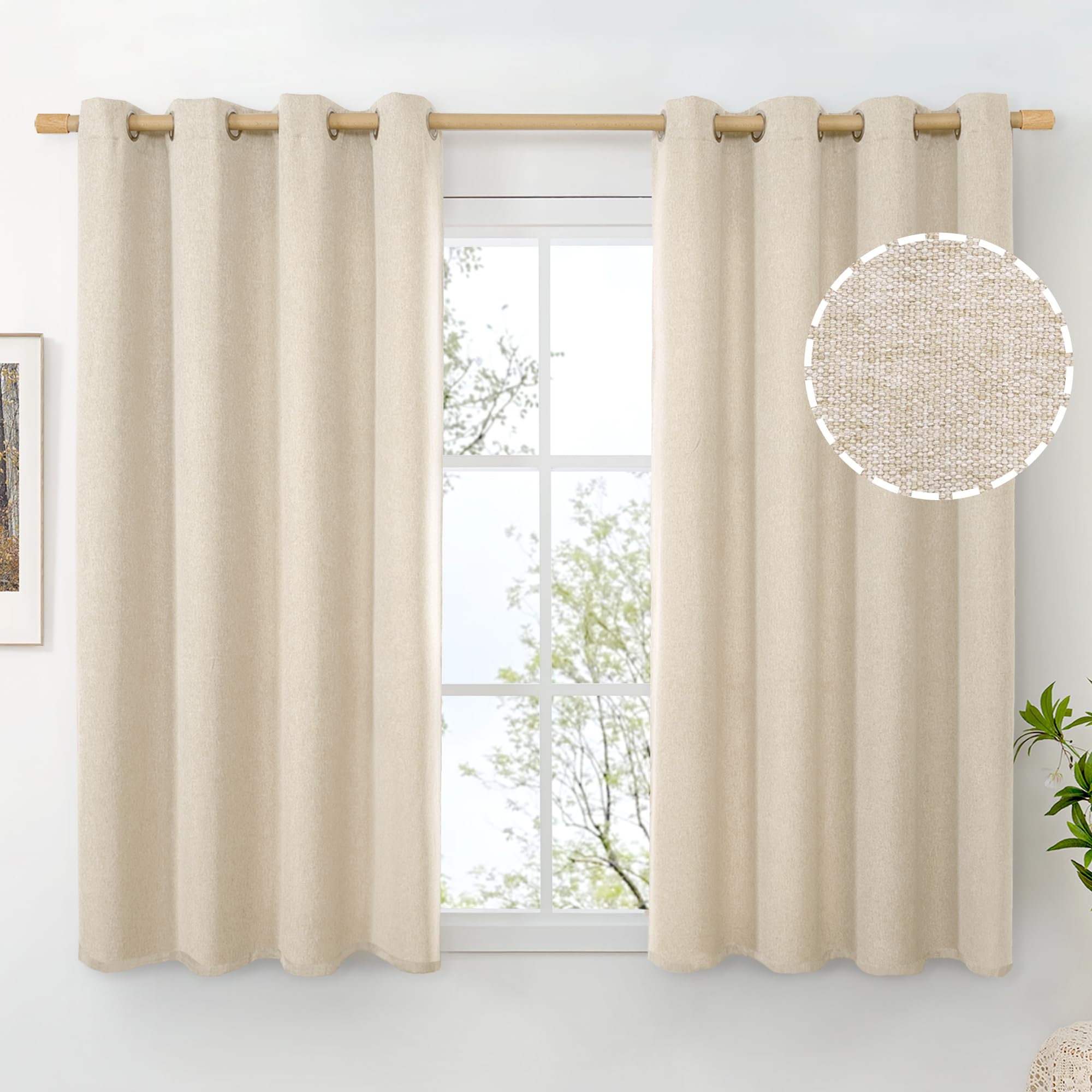 BGment Linen Curtains 95 Inch Long for Living Room 2 Panels, Thick Textured Privacy Floor Length Window Drapes Non See Through for Bedroom Farmhouse Light Filtering Grommet Top, Each 52 Inch Wide