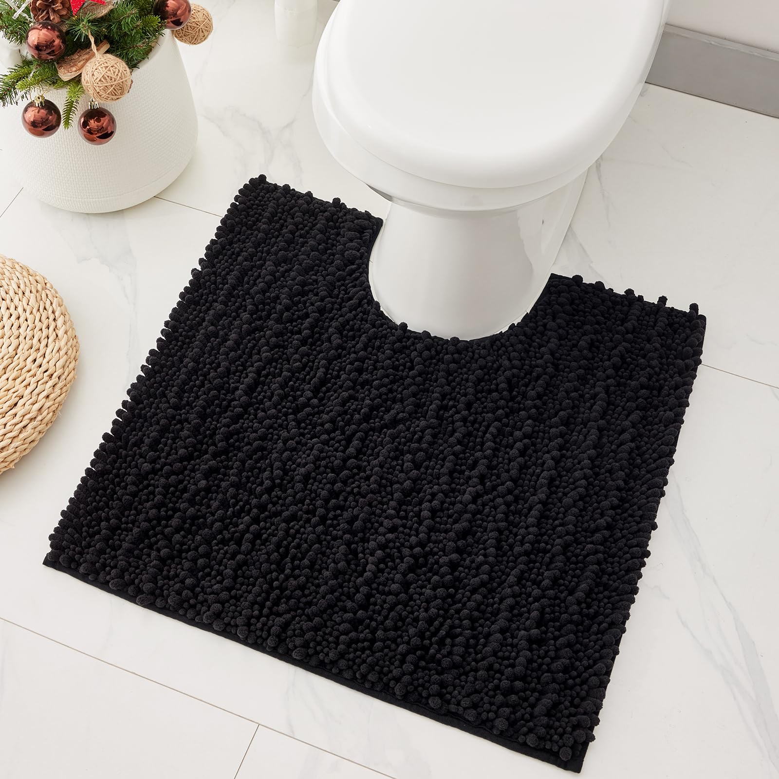 Bathroom Rugs Non Slip Washable 70x24, Extra Thick Soft Chenille Absorbent Bath Mat, High Density Barrier Non Slip Backing, Quick Dry Plush Shaggy Floor Carpet for Tub&Shower, White