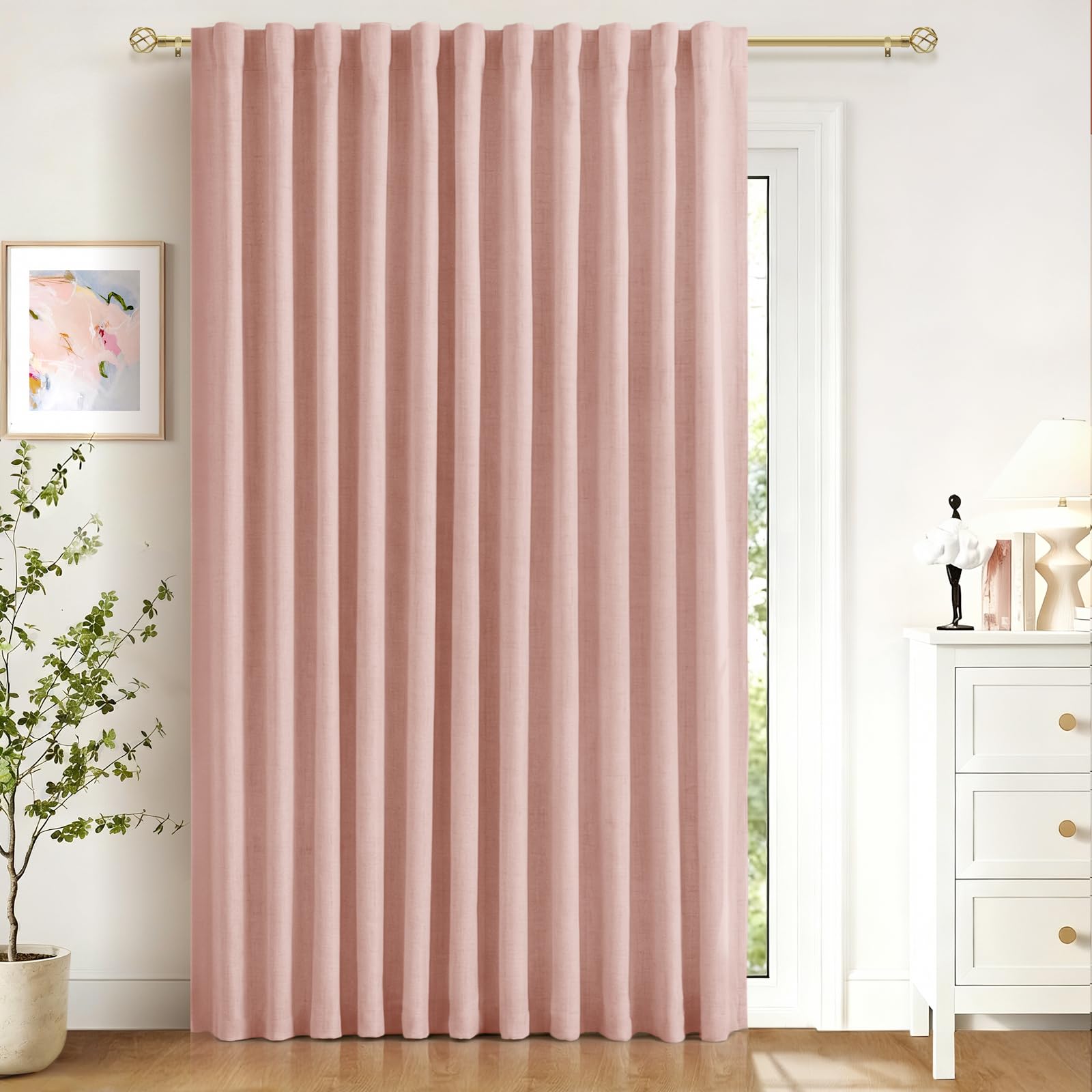 Oatmeal 2-Panel Linen Blackout Curtains, 50"W x 96"L, Thermal Insulated, Back Tab & Rod Pocket for Bedroom & Living Room
