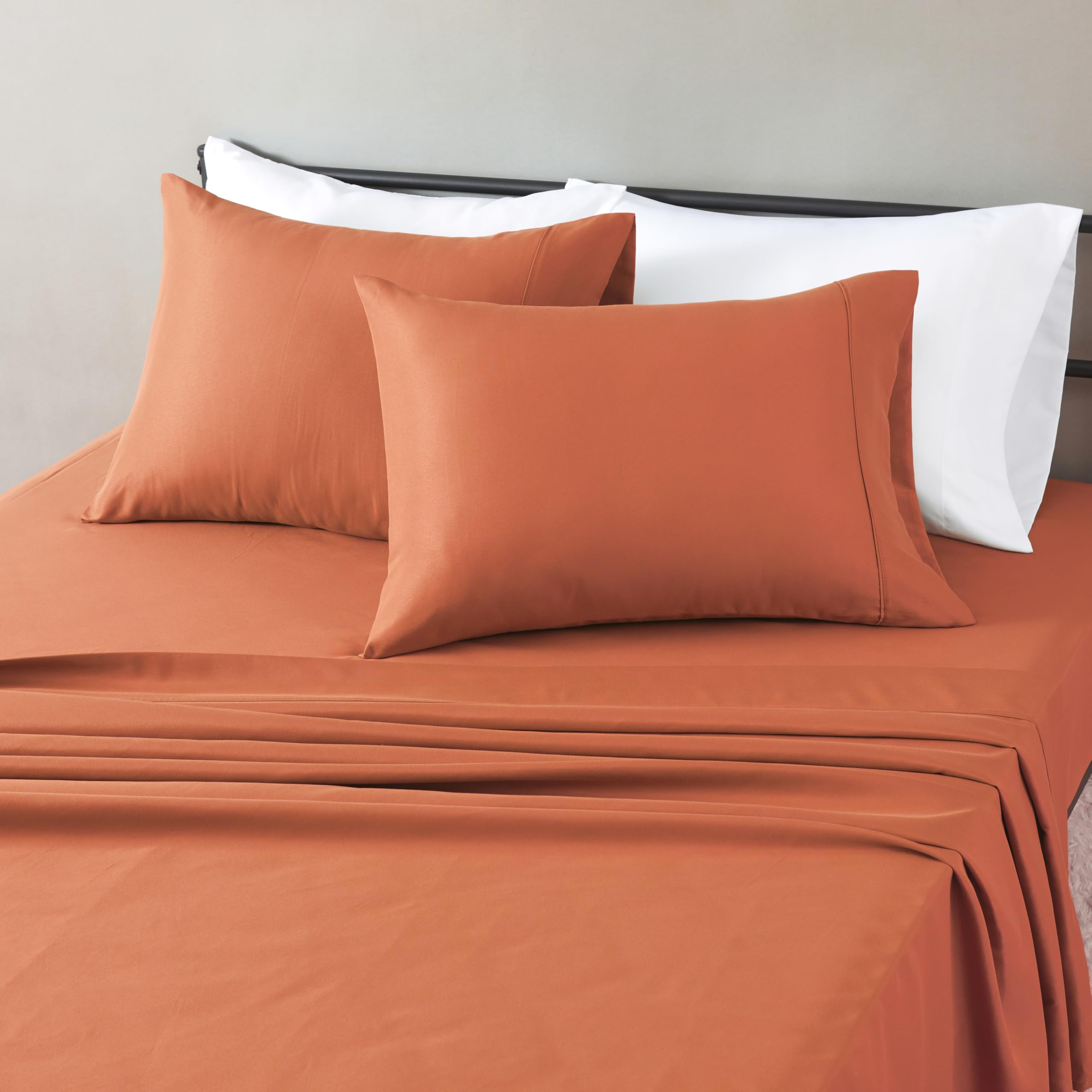 Amazon Basics Lightweight Super Soft Easy Care Wrinkle Free Breathable Brushed Microfiber 3-Piece Bed Sheet Set with 14-Inch Deep Pockets, Twin, Beige, Solid