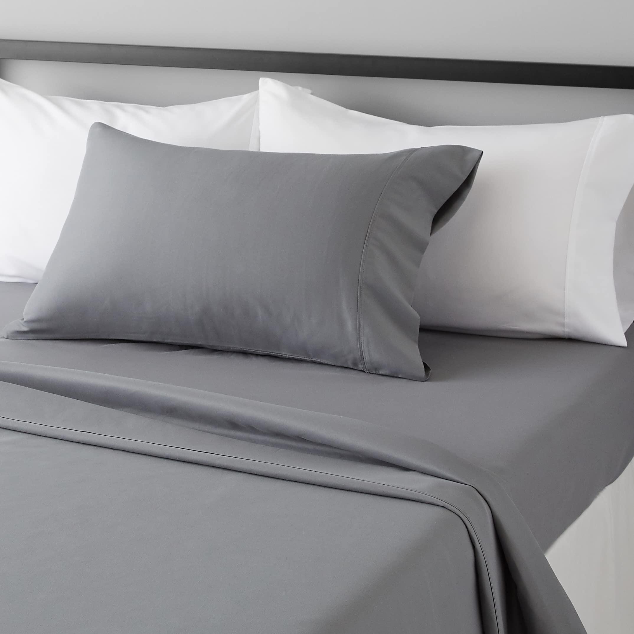 Amazon Basics Lightweight Super Soft Easy Care Wrinkle Free Breathable Brushed Microfiber 3-Piece Bed Sheet Set with 14-Inch Deep Pockets, Twin, Beige, Solid