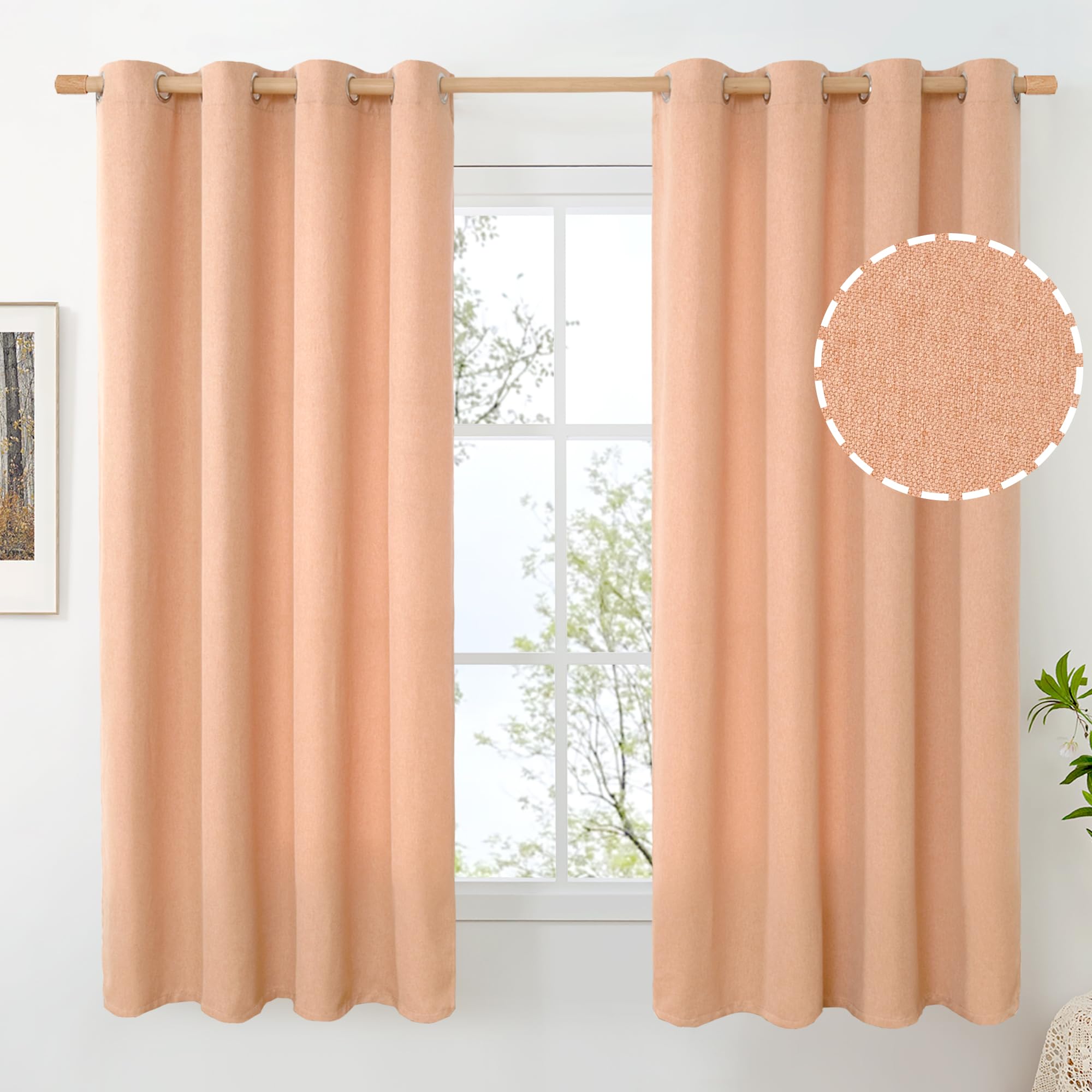 BGment Linen Curtains 95 Inch Long for Living Room 2 Panels, Thick Textured Privacy Floor Length Window Drapes Non See Through for Bedroom Farmhouse Light Filtering Grommet Top, Each 52 Inch Wide