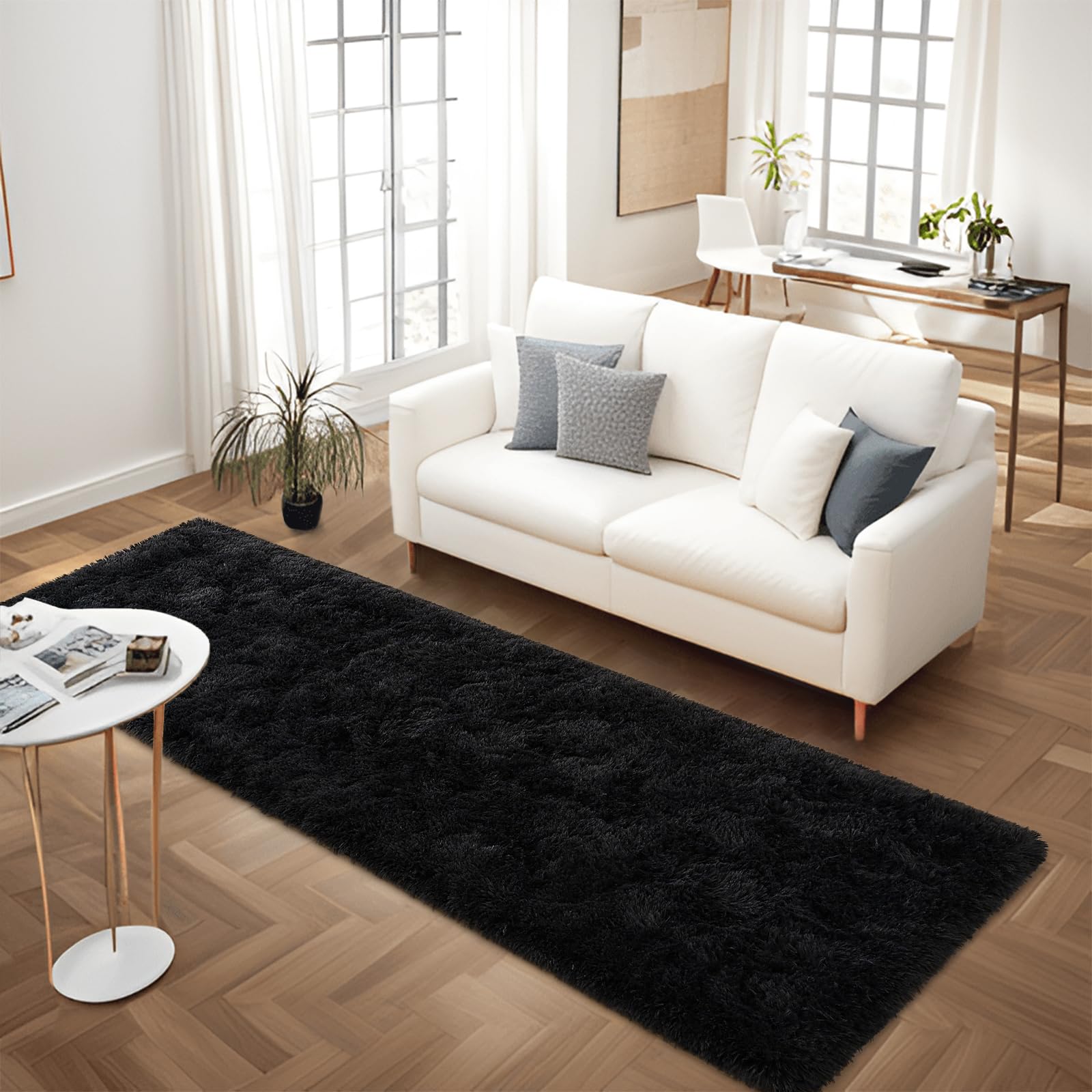 Fluffy Dark Green 6x9 Area Rugs for Living Room, Extra Large Rug for Bedroom Decor, Big Shaggy Floor Carpet, Soft Plush Thick Non-Slip Rectangle Carpets for Home Decor