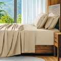 SONORO KATE 100% Egyptian Cotton Sheets Set, Extra Deep Pocket up to 18"-24",1000 High Thread Count, Soft & Breathable 5-Star Hotel Sateen Bed Sheets - 4 PC (Linen,Queen)