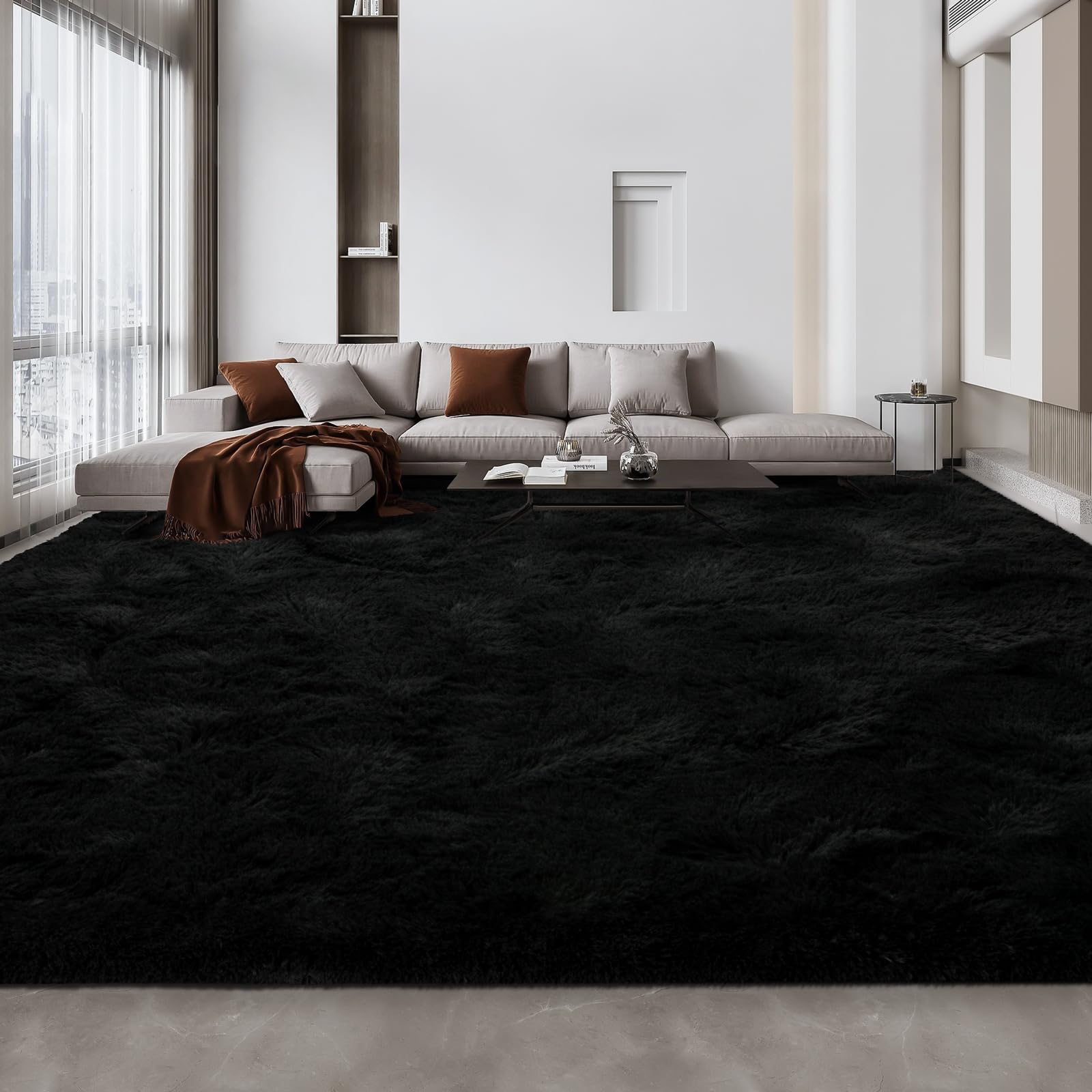 Deerhoo Large Shag Area Rugs 5 x 8, Tie-Dyed Plush Fuzzy Rugs for Living Room, Ultra Soft Fluffy Furry Rug for Bedroom, Indoor Carpet Nursery Rugs for Kids Room Home Decor, Purple