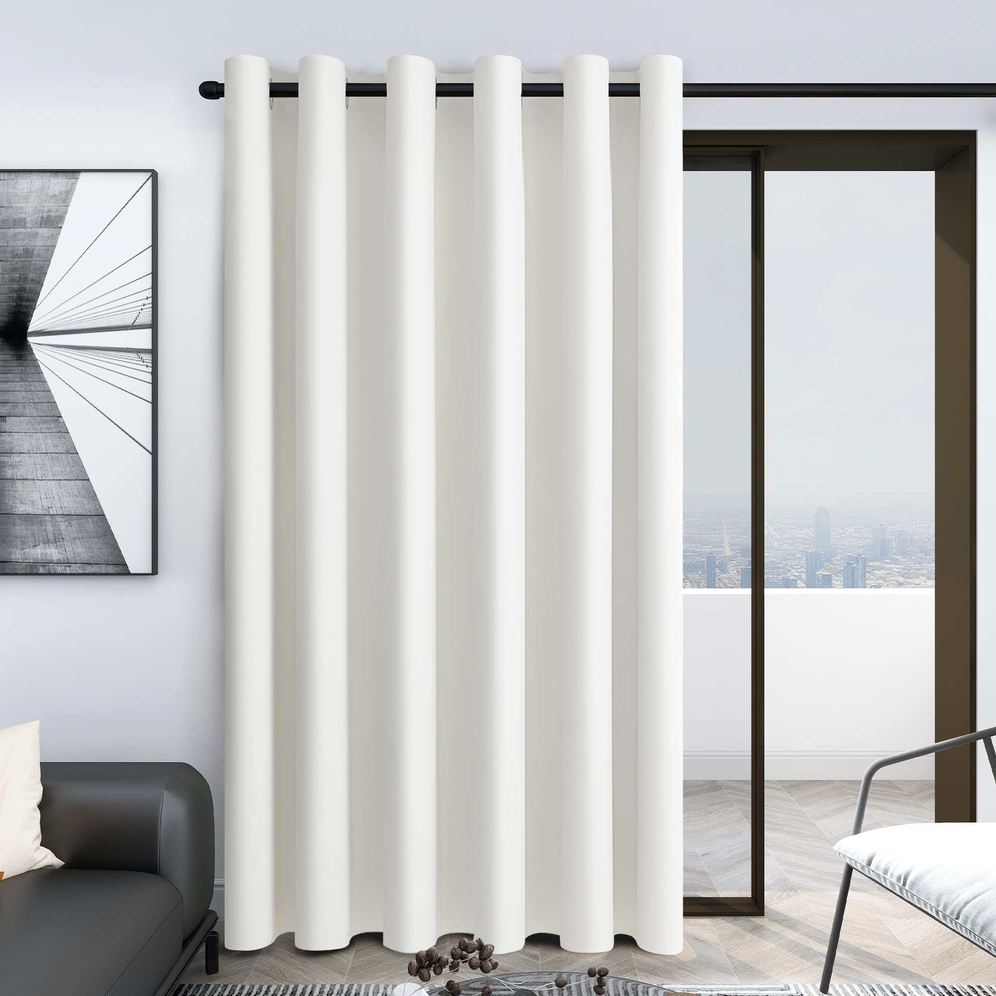 Deconovo Blackout Wide Curtain Panel, Grommet Top Thermal Insulated Room Darkening Drape for Bedroom Living Room, Khaki Divider, 100W x 84L Inch, Pack of 1