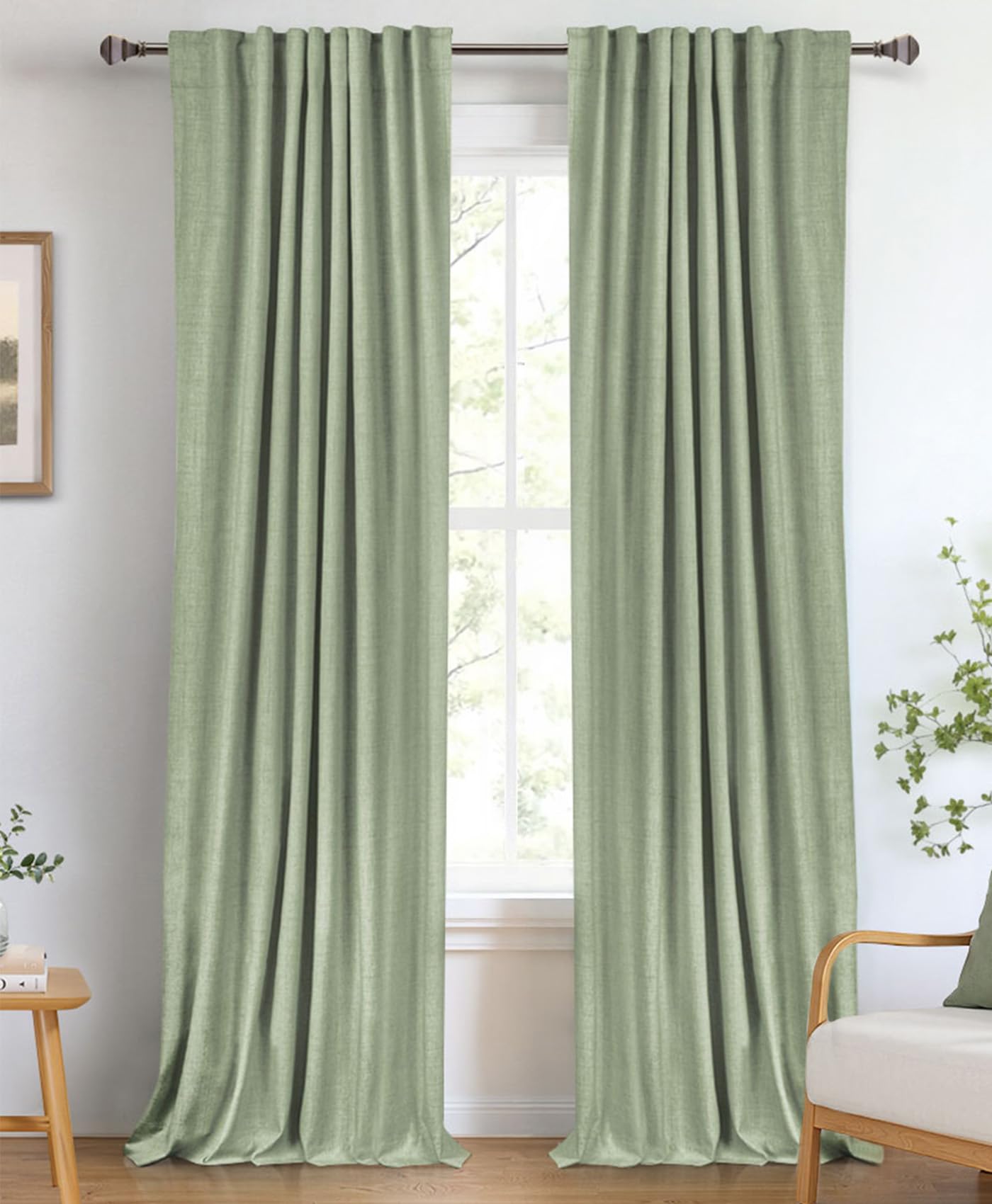 Oatmeal 2-Panel Linen Blackout Curtains, 50"W x 96"L, Thermal Insulated, Back Tab & Rod Pocket for Bedroom & Living Room