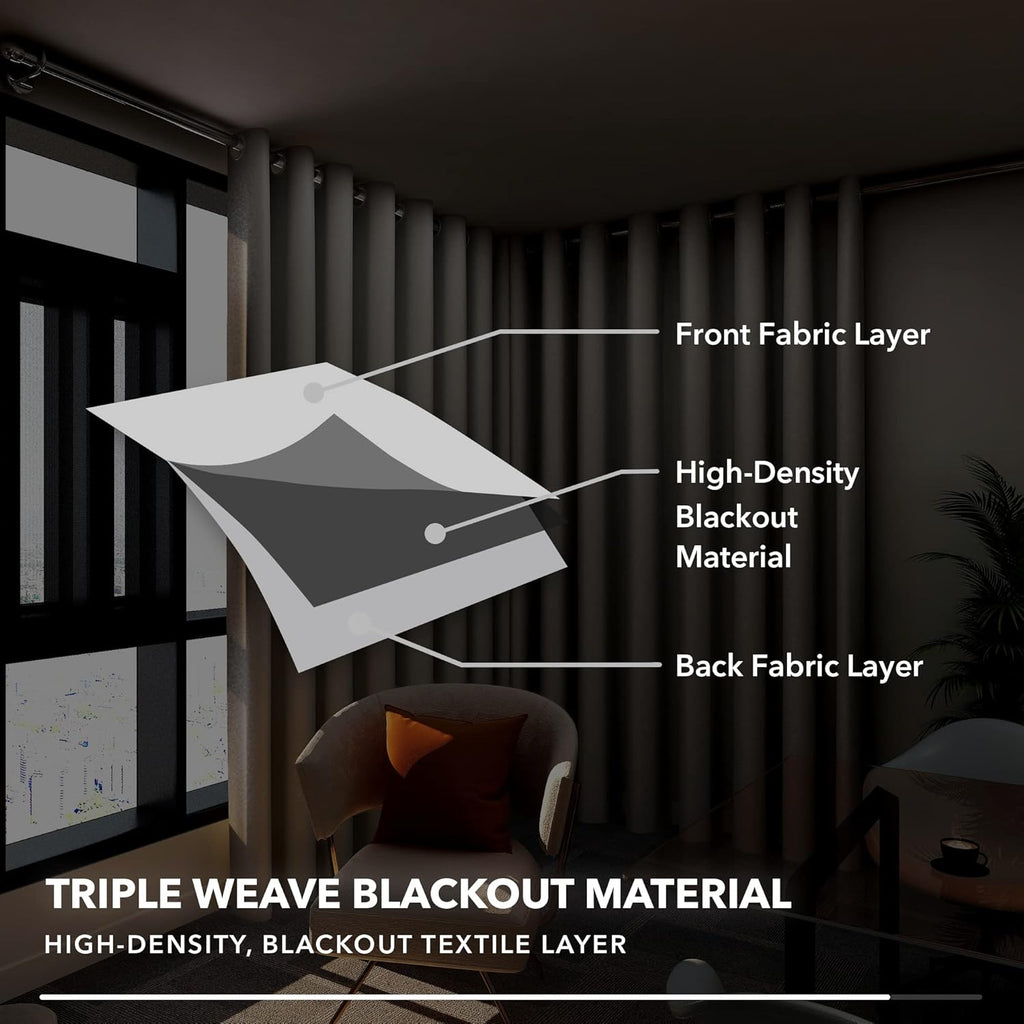Deconovo Blackout Wide Curtain Panel, Grommet Top Thermal Insulated Room Darkening Drape for Bedroom Living Room, Khaki Divider, 100W x 84L Inch, Pack of 1