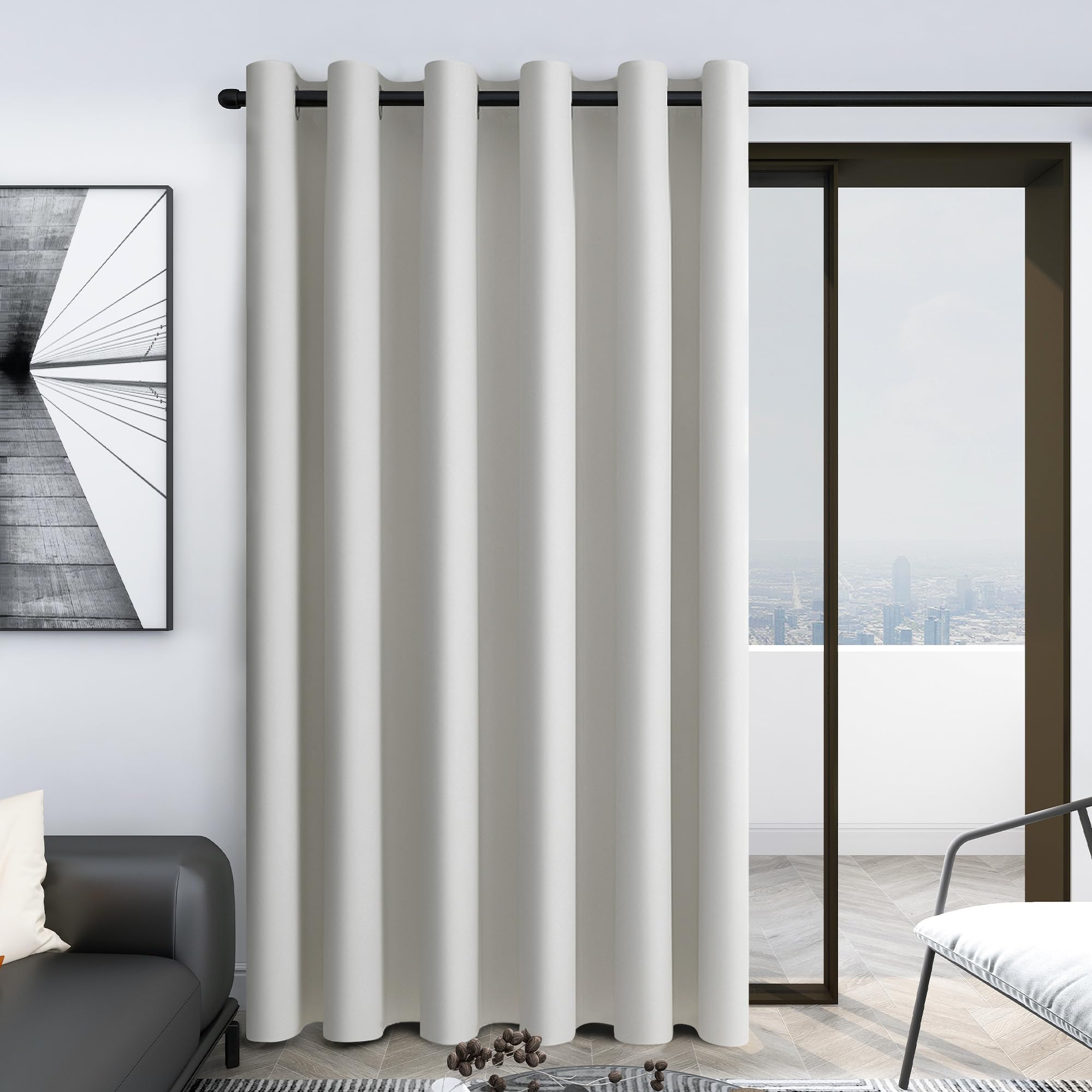 Deconovo Blackout Wide Curtain Panel, Grommet Top Thermal Insulated Room Darkening Drape for Bedroom Living Room, Khaki Divider, 100W x 84L Inch, Pack of 1