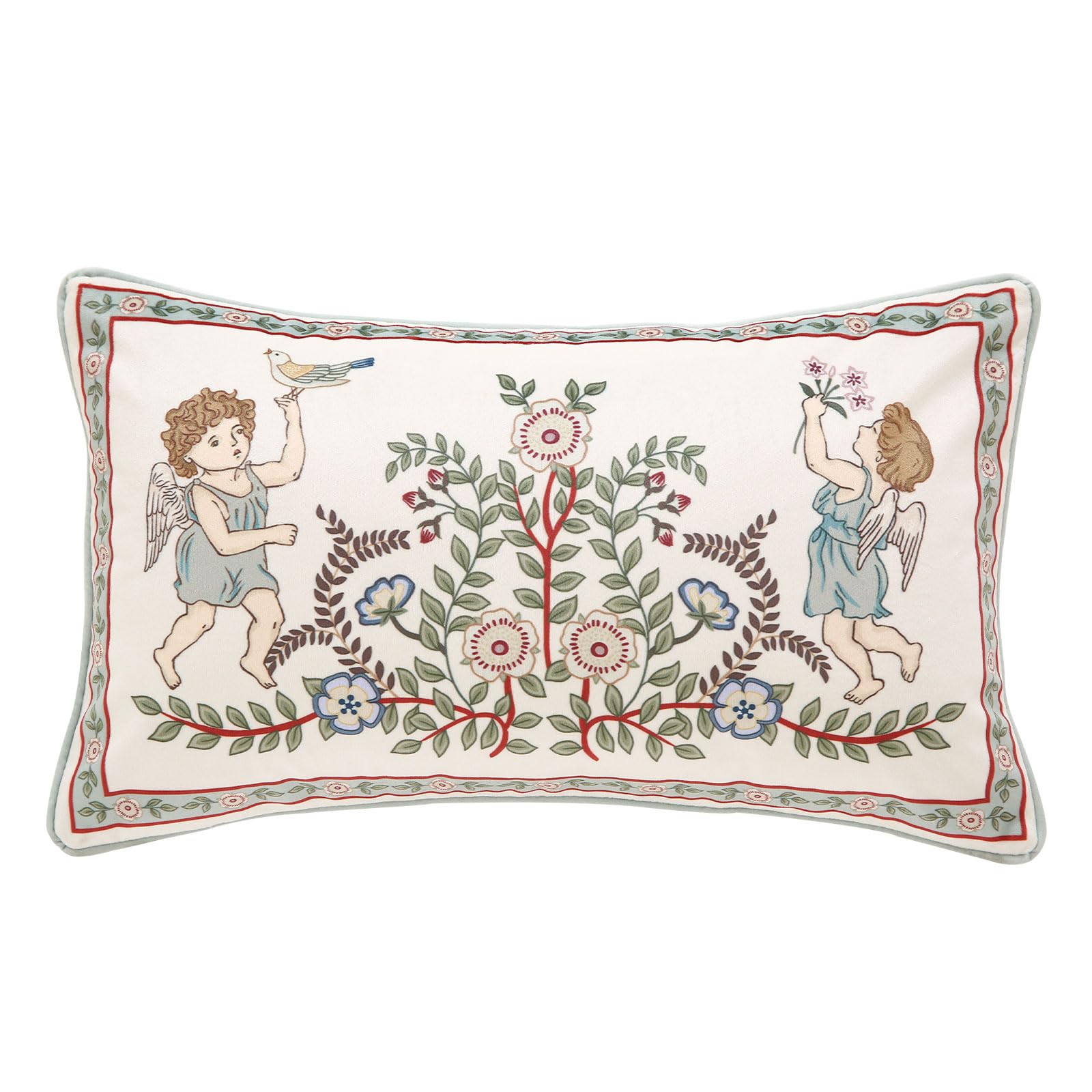 bilin gaier Vintage Square Throw Pillow Covers Pack of 2,Red Cozy Velvet with Leaves and Floral Pattern Pillowcases,Decoration Pillows Cushion Covers for Living Room Couch Sofa Bed Car Chair,18"x18"