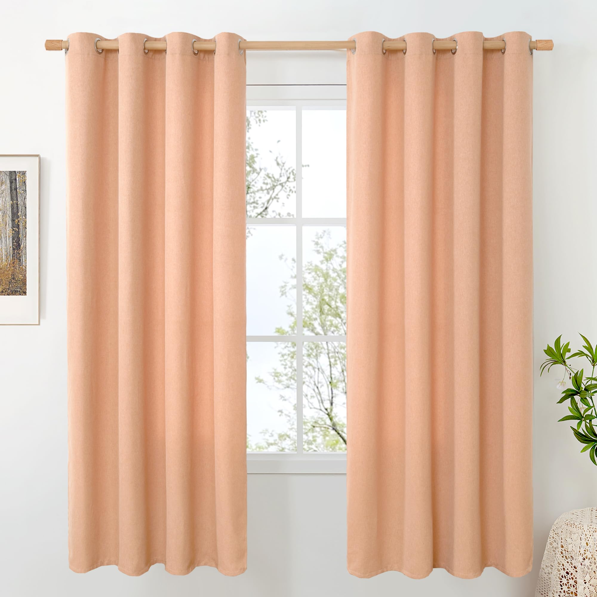 BGment Linen Curtains 95 Inch Long for Living Room 2 Panels, Thick Textured Privacy Floor Length Window Drapes Non See Through for Bedroom Farmhouse Light Filtering Grommet Top, Each 52 Inch Wide