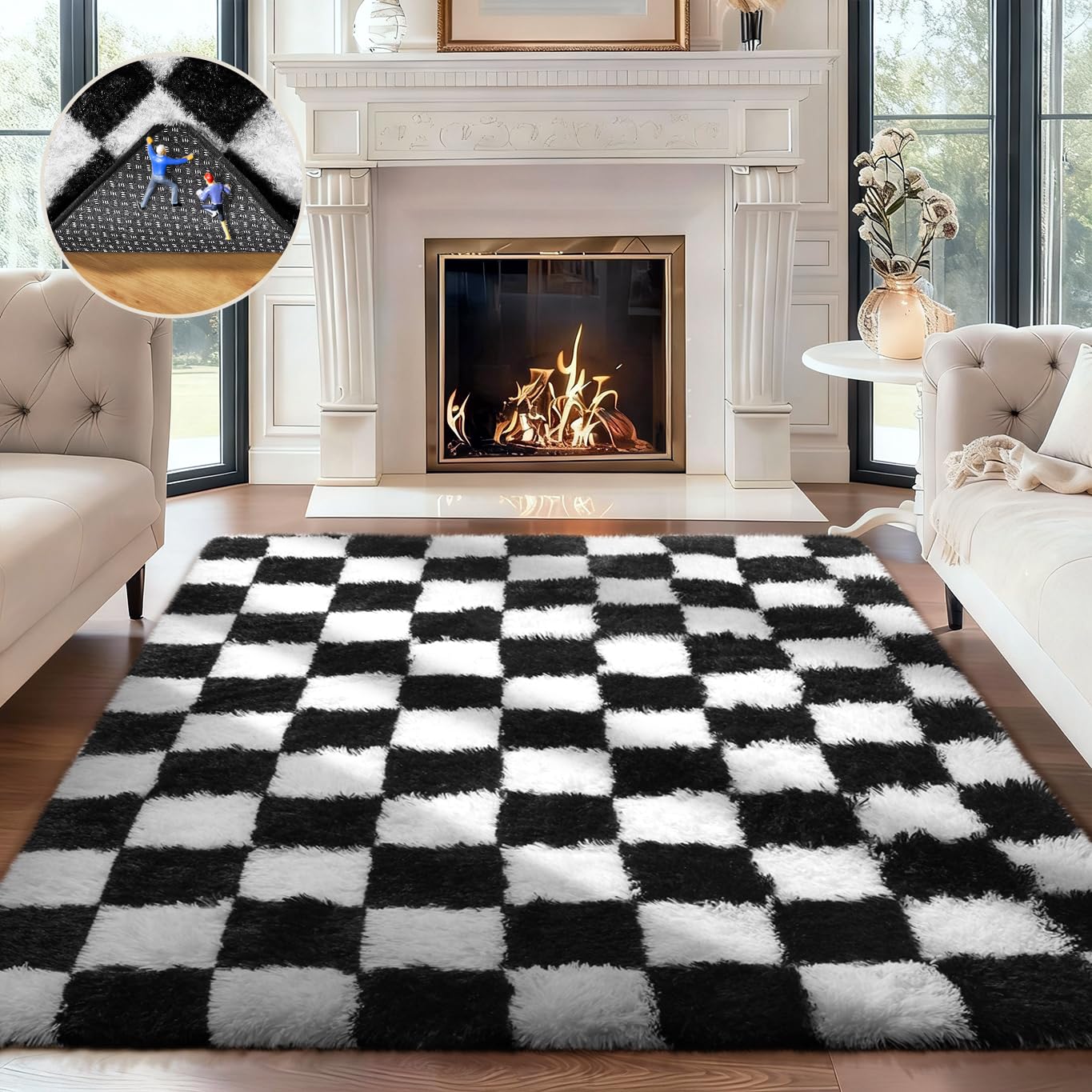 Ophanie Beige Rugs for Living Room Bedroom, 5x8 Fluffy Fuzzy Furry Carpet, Plush Soft Shaggy Bedside Indoor Floor Area Rug for Kids Girls Boys Baby Teen Dorm Nursery Home Decor Aesthetic
