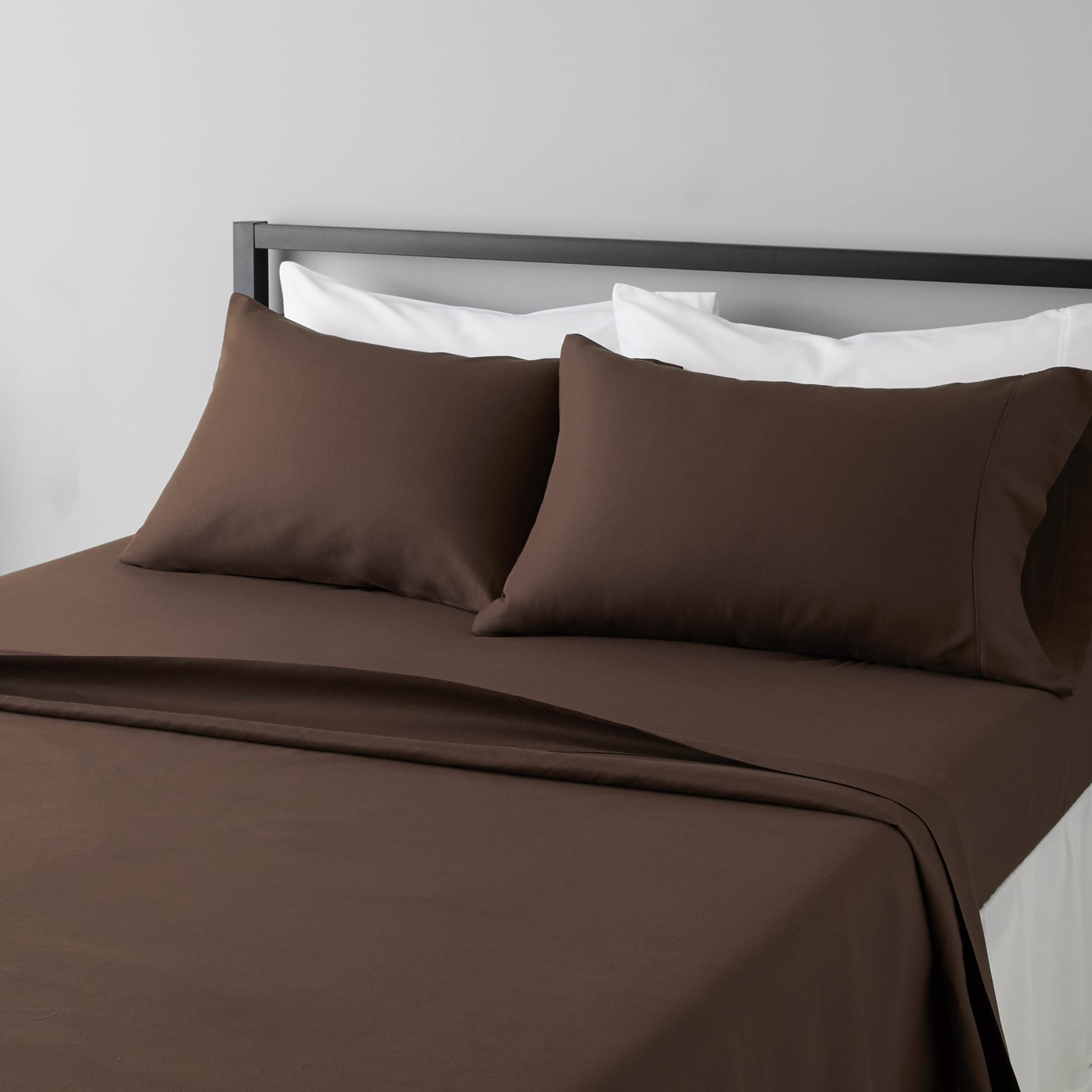 Amazon Basics Lightweight Super Soft Easy Care Wrinkle Free Breathable Brushed Microfiber 3-Piece Bed Sheet Set with 14-Inch Deep Pockets, Twin, Beige, Solid