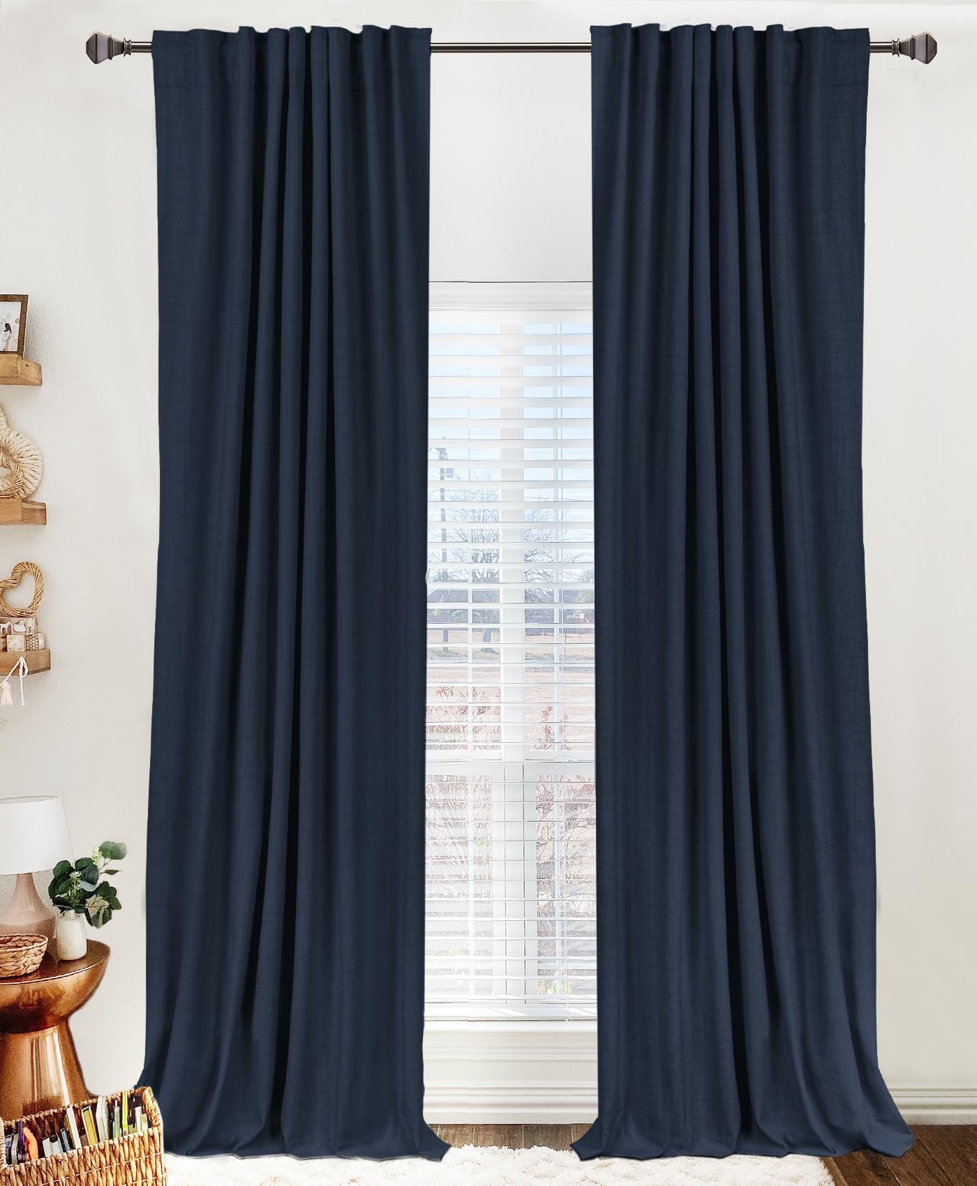 Oatmeal 2-Panel Linen Blackout Curtains, 50"W x 96"L, Thermal Insulated, Back Tab & Rod Pocket for Bedroom & Living Room