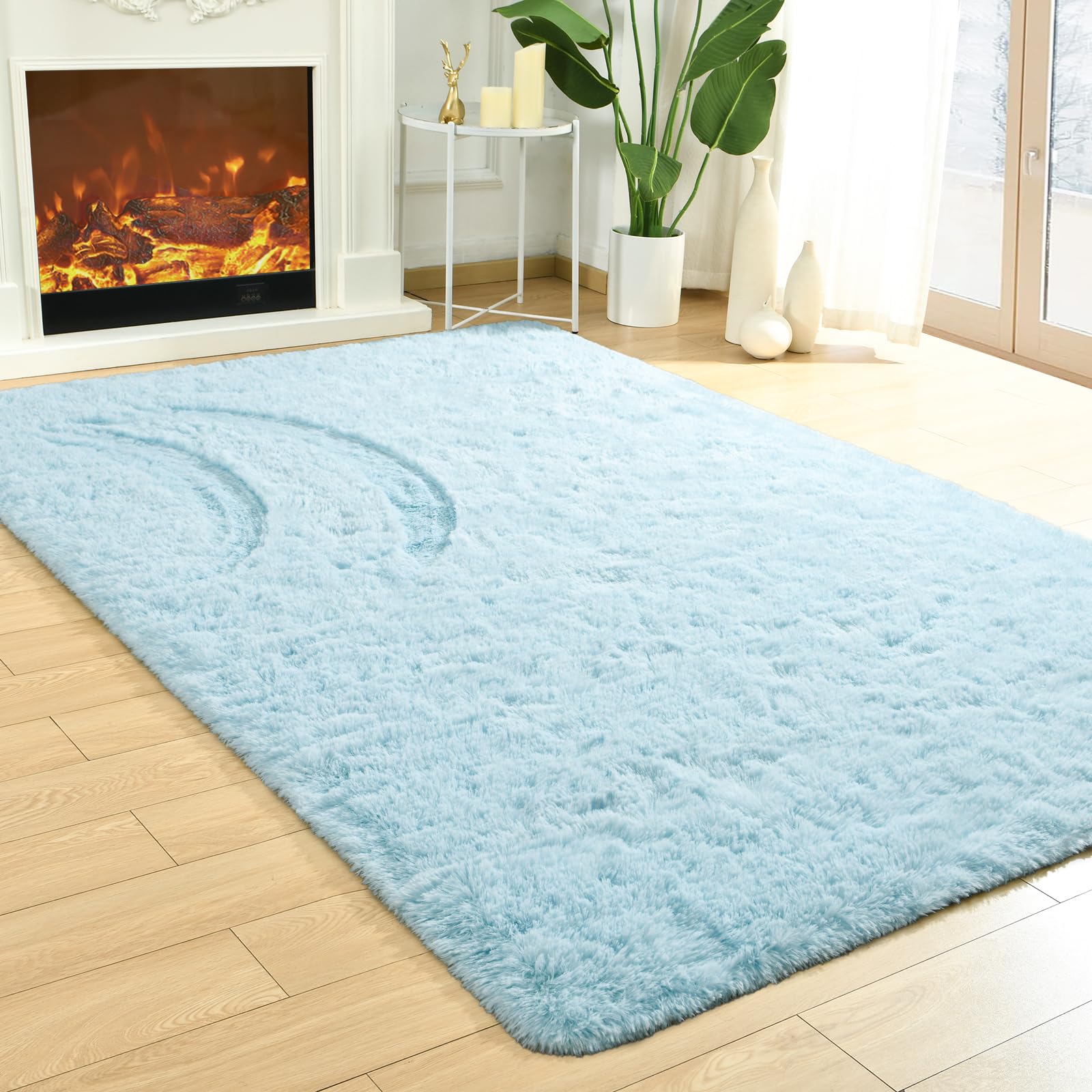 Merelax Soft Modern Indoor Shaggy Area Rug for Bedroom Livingroom Dorm Kids Room Home Decorative, Non-Slip Plush Fluffy Furry Fur Rugs Comfy Nursery Accent Floor Carpet 2x3 Feet, Black