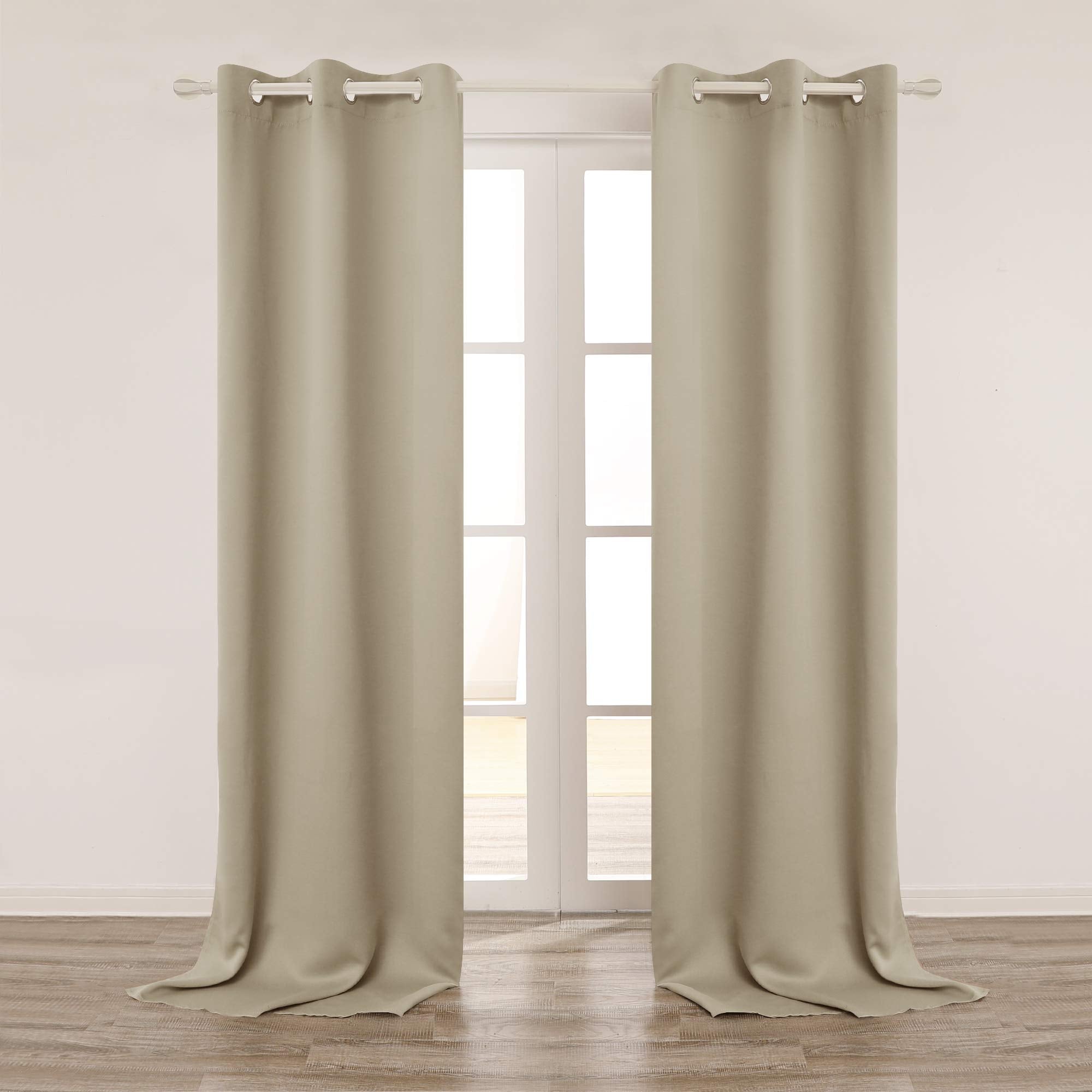 Deconovo Blackout Wide Curtain Panel, Grommet Top Thermal Insulated Room Darkening Drape for Bedroom Living Room, Khaki Divider, 100W x 84L Inch, Pack of 1