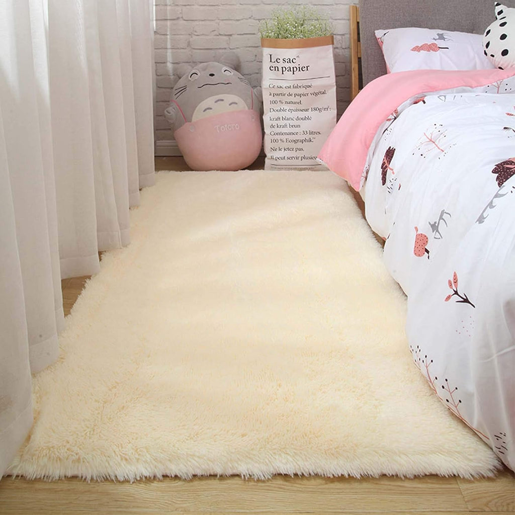 Luxury Fluffy Area Rugs 47 x 79 inch, Ultra Soft Shaggy Rug Plush Plush Carpet for Bedroom Kids Girls Boys Baby Living Room, Anti-Slip Floor Mat