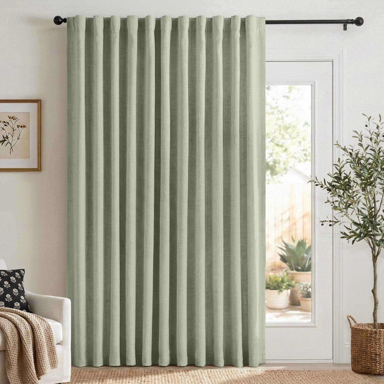 Oatmeal 2-Panel Linen Blackout Curtains, 50"W x 96"L, Thermal Insulated, Back Tab & Rod Pocket for Bedroom & Living Room