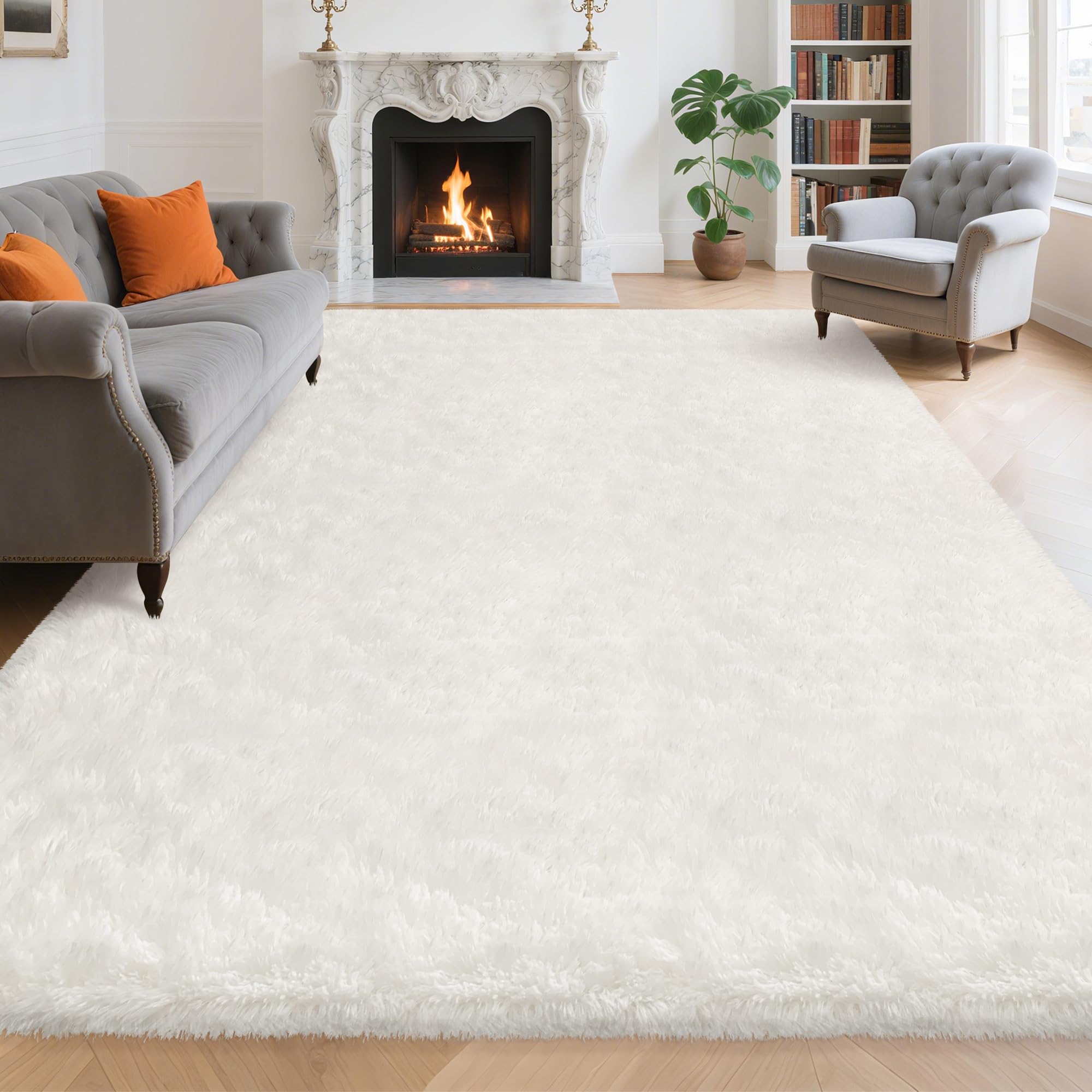 5x8 Ft Light Grey Large Area Rugs for Bedroom,Fluffy Furry Rug Floor Carpets Shaggy Playing Mat for Kids Baby Girls Room Nursery Home Decor Tie Dyed Gray Thick Rugs Fuzzy Home Decor