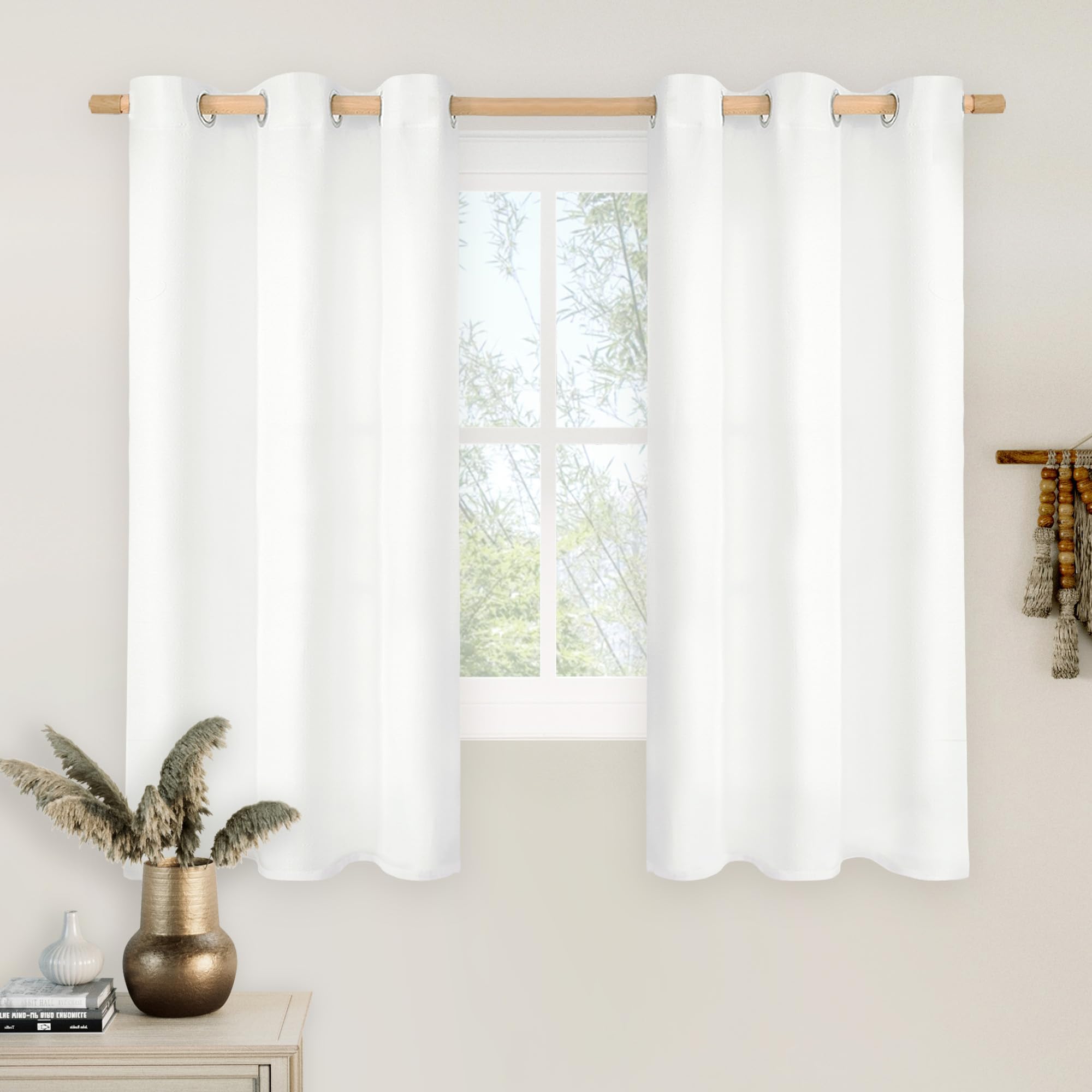 LAMIT Natural Beige Linen Curtains for Bedroom, 84 inches Grommet Thermal Insulated Thick Burlap Farmhouse Neutral Curtains Noise Reducing Light Filtering Drapes for Living Room, 2 Panels, W60 x L84