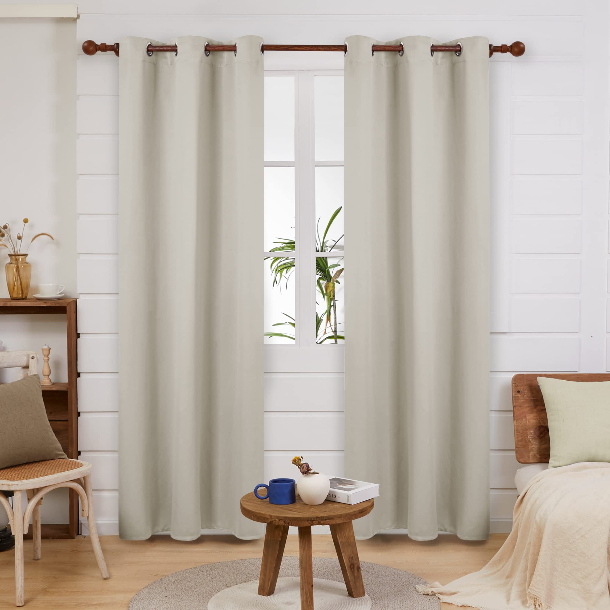 Deconovo Blackout Wide Curtain Panel, Grommet Top Thermal Insulated Room Darkening Drape for Bedroom Living Room, Khaki Divider, 100W x 84L Inch, Pack of 1