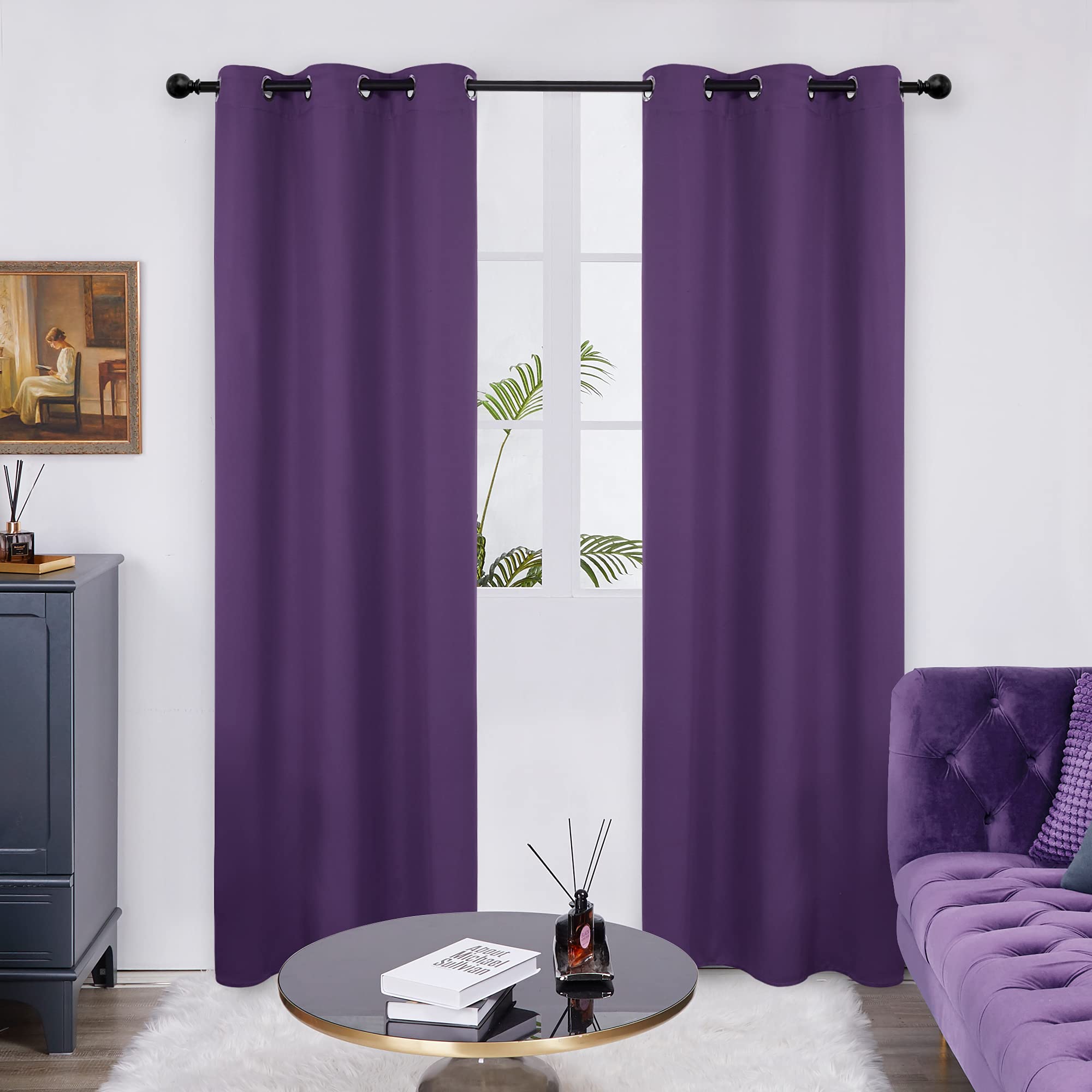 Deconovo Blackout Wide Curtain Panel, Grommet Top Thermal Insulated Room Darkening Drape for Bedroom Living Room, Khaki Divider, 100W x 84L Inch, Pack of 1