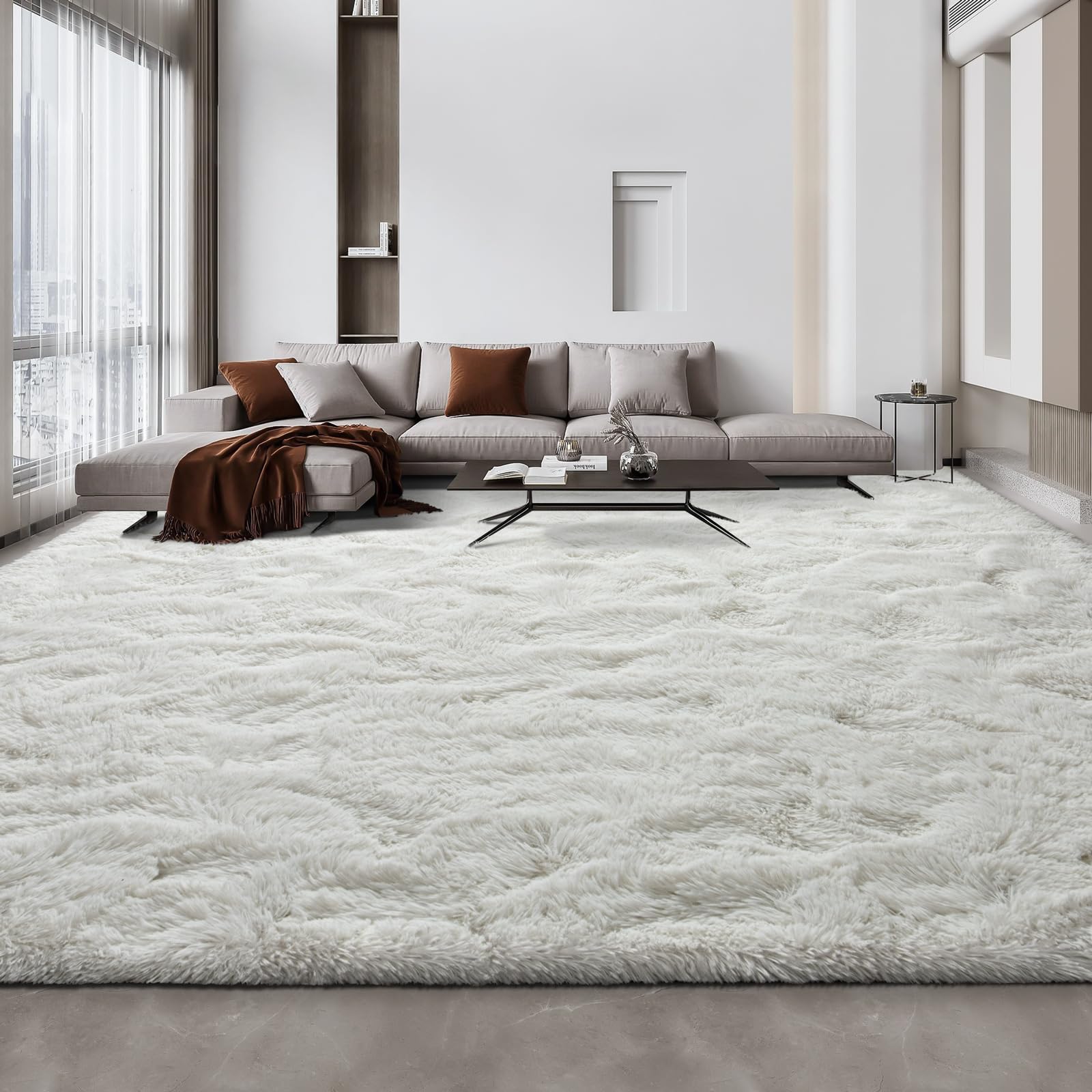 Deerhoo Large Shag Area Rugs 5 x 8, Tie-Dyed Plush Fuzzy Rugs for Living Room, Ultra Soft Fluffy Furry Rug for Bedroom, Indoor Carpet Nursery Rugs for Kids Room Home Decor, Purple