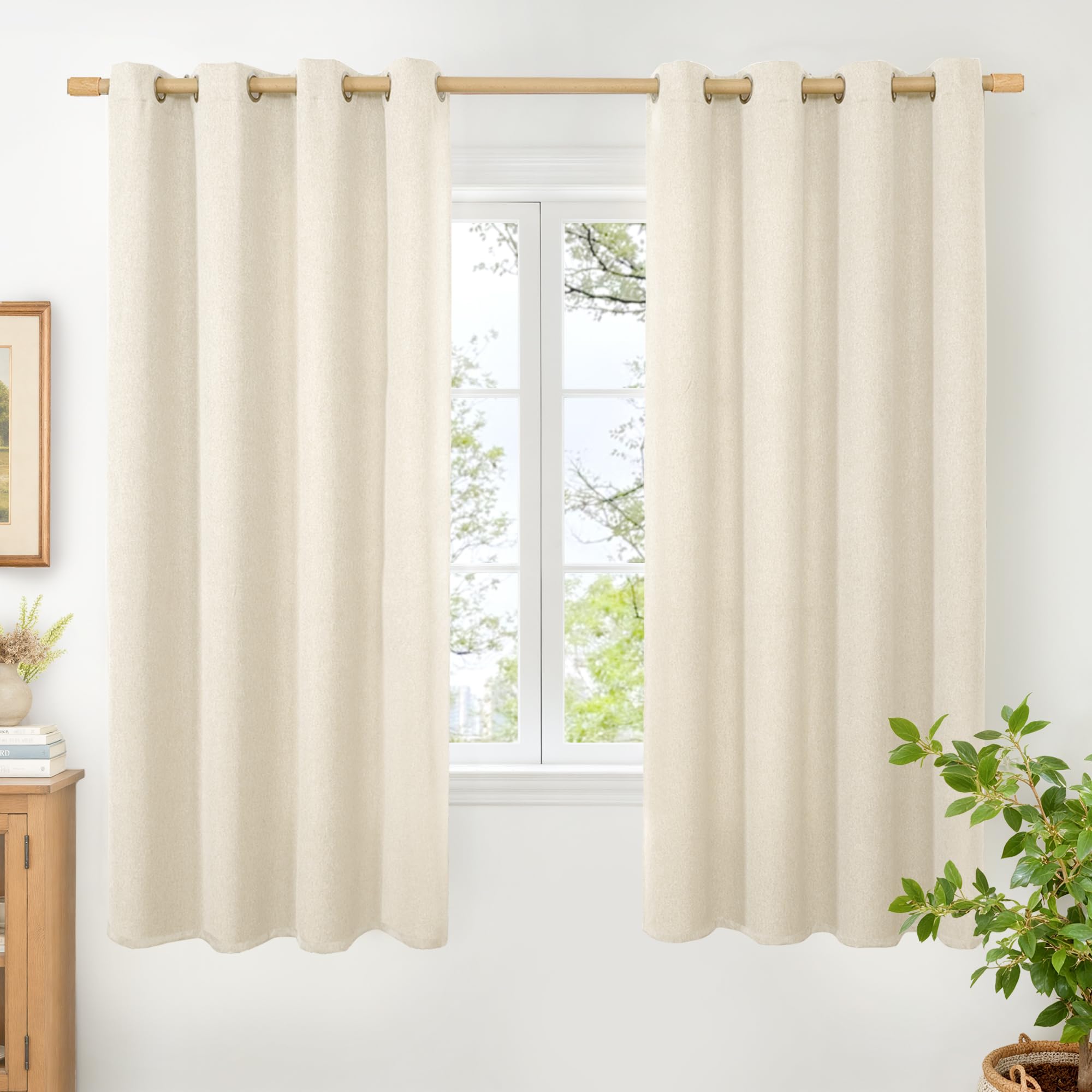 BGment Linen Curtains 95 Inch Long for Living Room 2 Panels, Thick Textured Privacy Floor Length Window Drapes Non See Through for Bedroom Farmhouse Light Filtering Grommet Top, Each 52 Inch Wide
