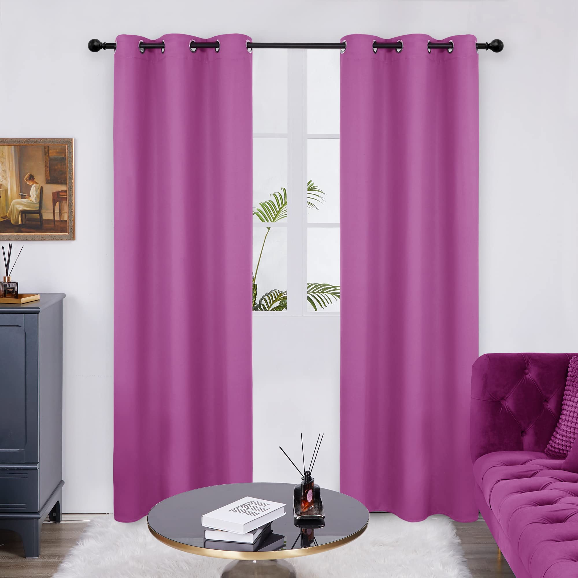 Deconovo Blackout Wide Curtain Panel, Grommet Top Thermal Insulated Room Darkening Drape for Bedroom Living Room, Khaki Divider, 100W x 84L Inch, Pack of 1