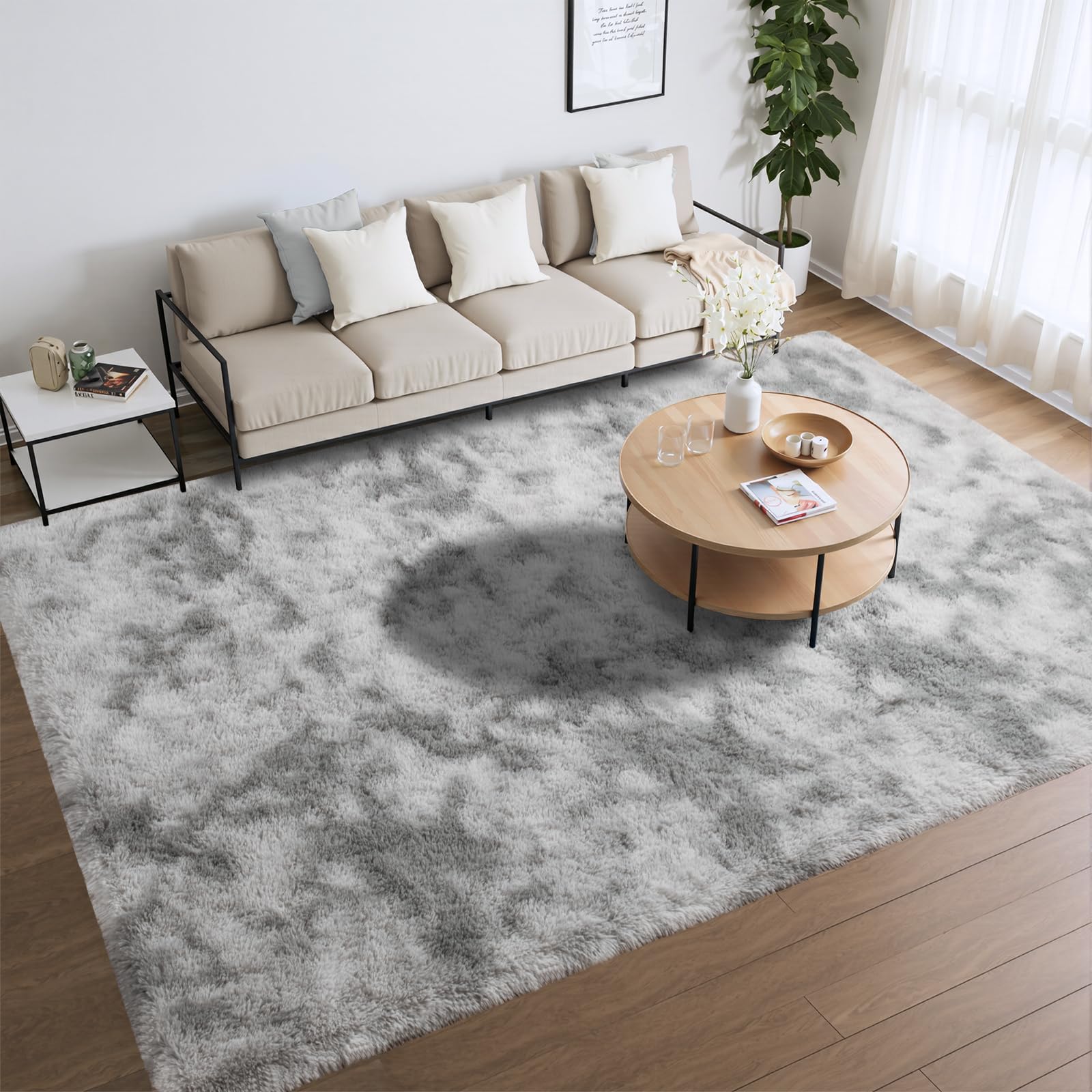 Merelax Soft Modern Indoor Shaggy Area Rug for Bedroom Livingroom Dorm Kids Room Home Decorative, Non-Slip Plush Fluffy Furry Fur Rugs Comfy Nursery Accent Floor Carpet 2x3 Feet, Black