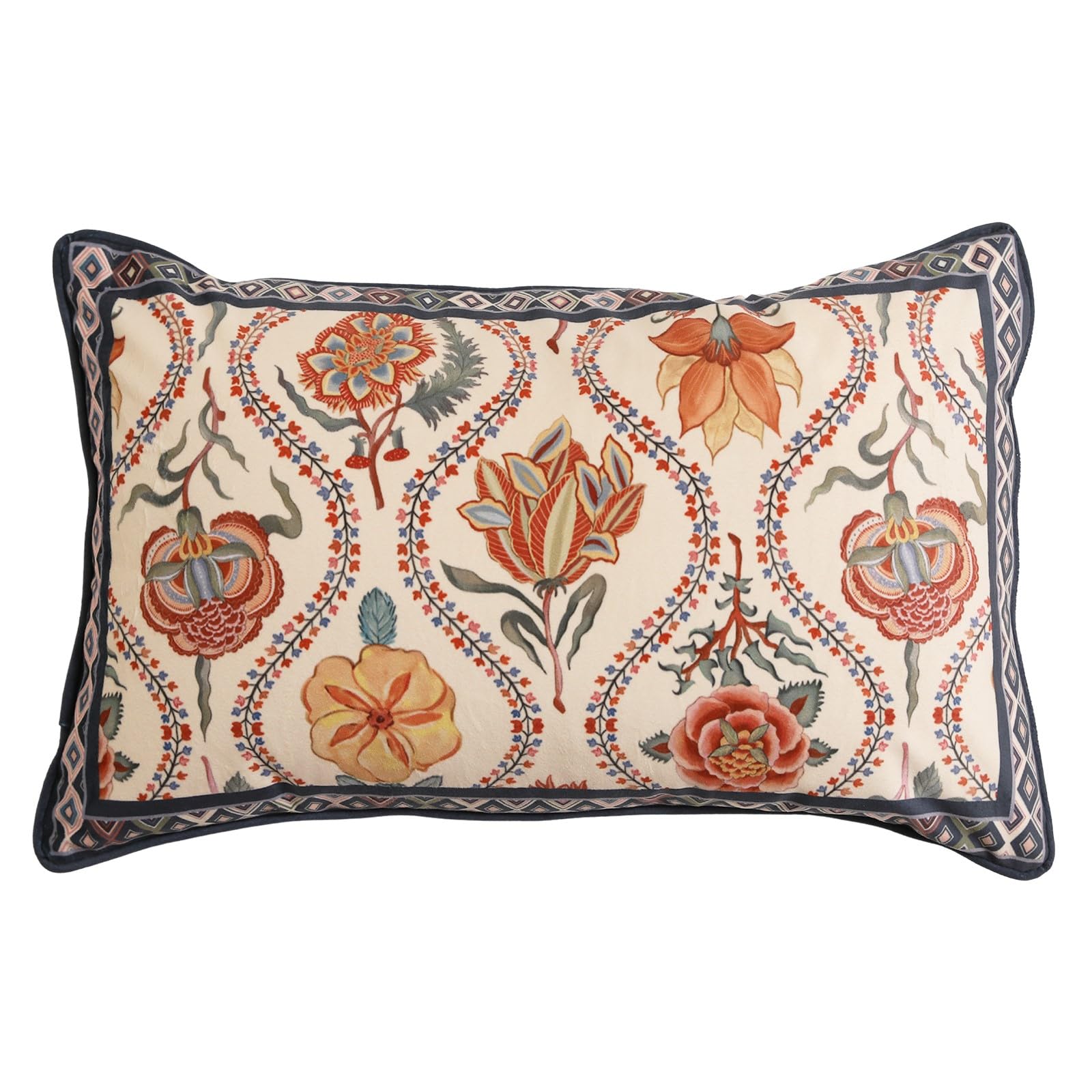 bilin gaier Vintage Square Throw Pillow Covers Pack of 2,Red Cozy Velvet with Leaves and Floral Pattern Pillowcases,Decoration Pillows Cushion Covers for Living Room Couch Sofa Bed Car Chair,18"x18"