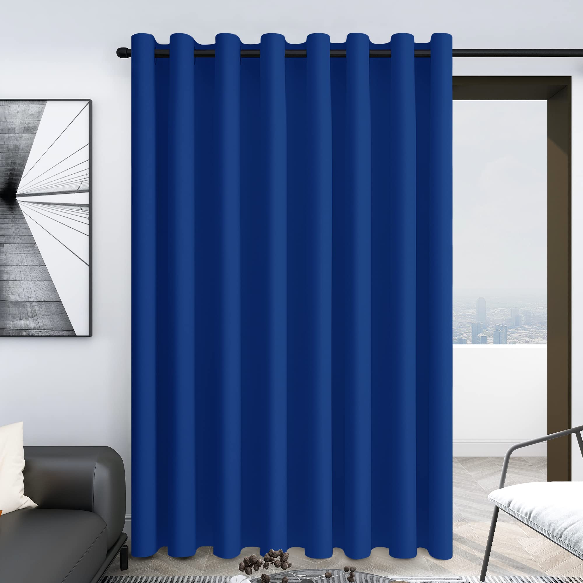 Deconovo Blackout Wide Curtain Panel, Grommet Top Thermal Insulated Room Darkening Drape for Bedroom Living Room, Khaki Divider, 100W x 84L Inch, Pack of 1
