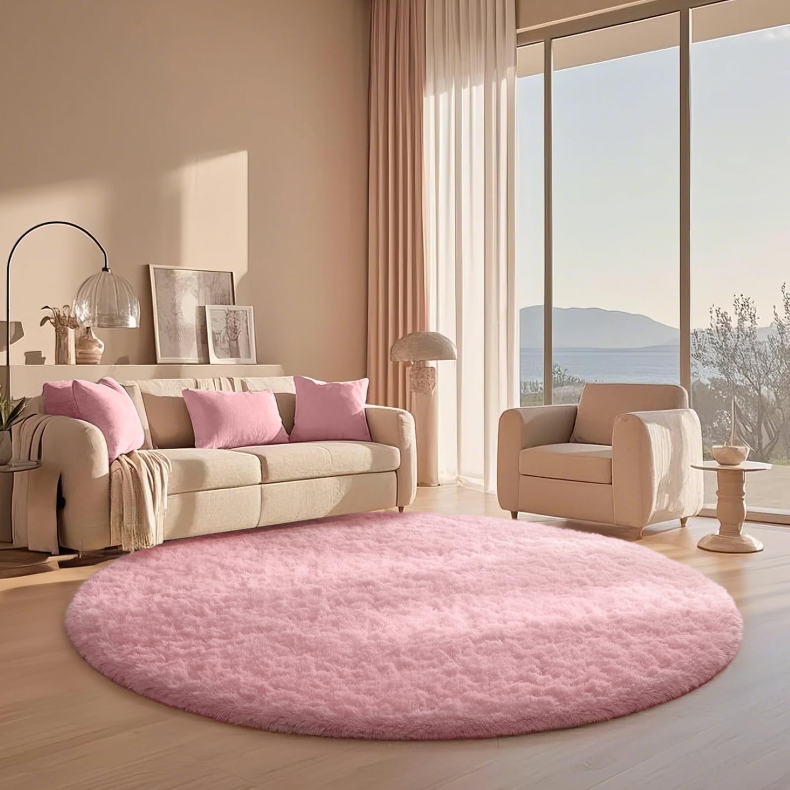 Ophanie Beige Rugs for Living Room Bedroom, 5x8 Fluffy Fuzzy Furry Carpet, Plush Soft Shaggy Bedside Indoor Floor Area Rug for Kids Girls Boys Baby Teen Dorm Nursery Home Decor Aesthetic