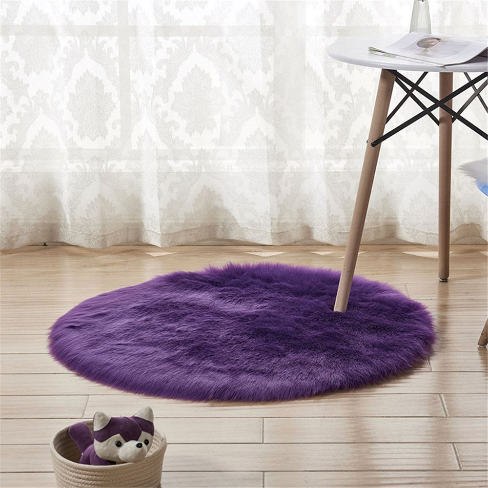 Luxury Faux Sheepskin Area Rugs Supersoft Fluffy Shaggy Round Floor Carpet Mat Decorative Throw Cover- Children Play Carpet for Living & Bedroom Sofa Light Pink, 5 ft Diameter